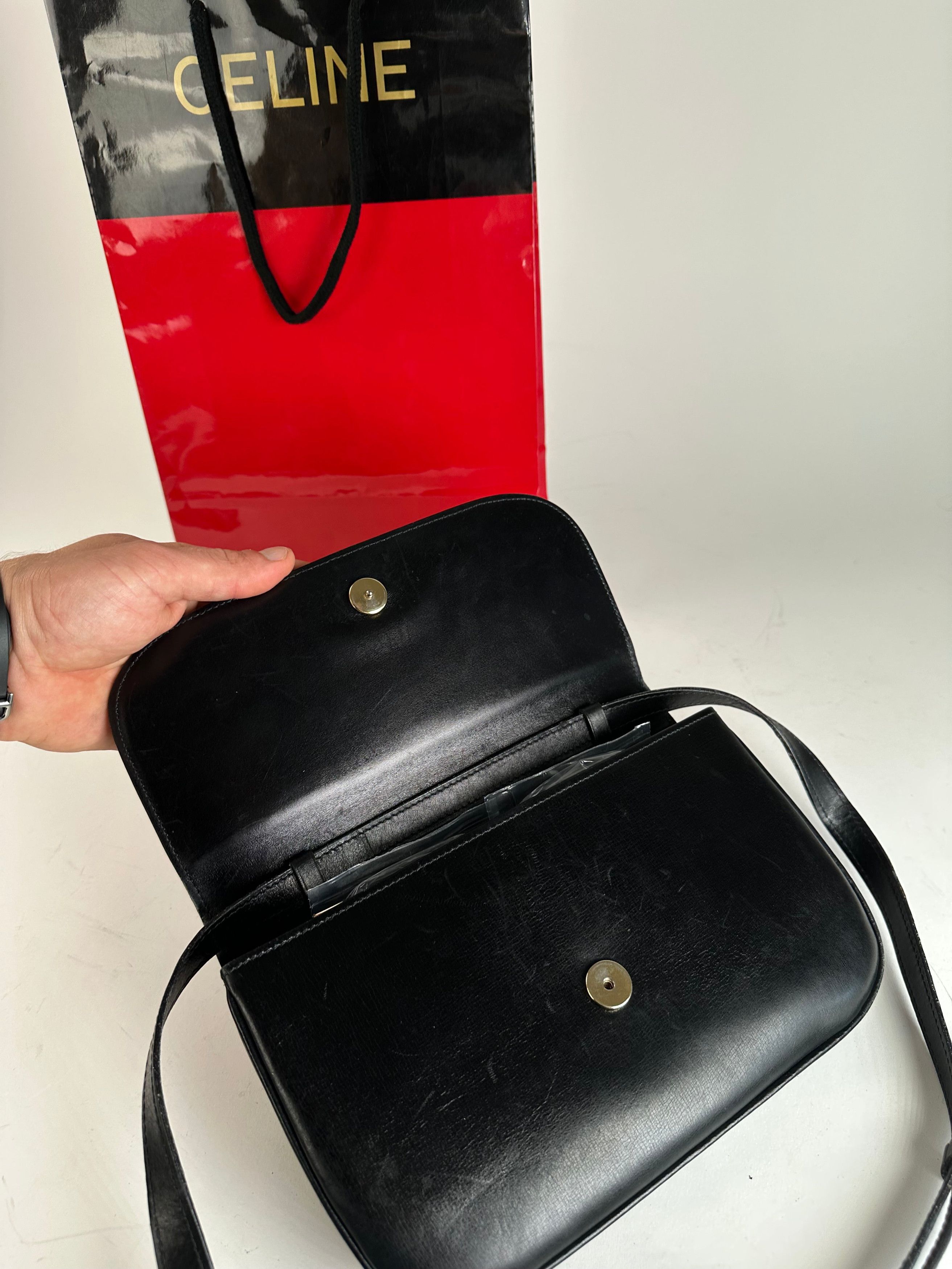 Celine Vintage Leather Shoulder Bag Black Size ONE SIZE - 9 Thumbnail