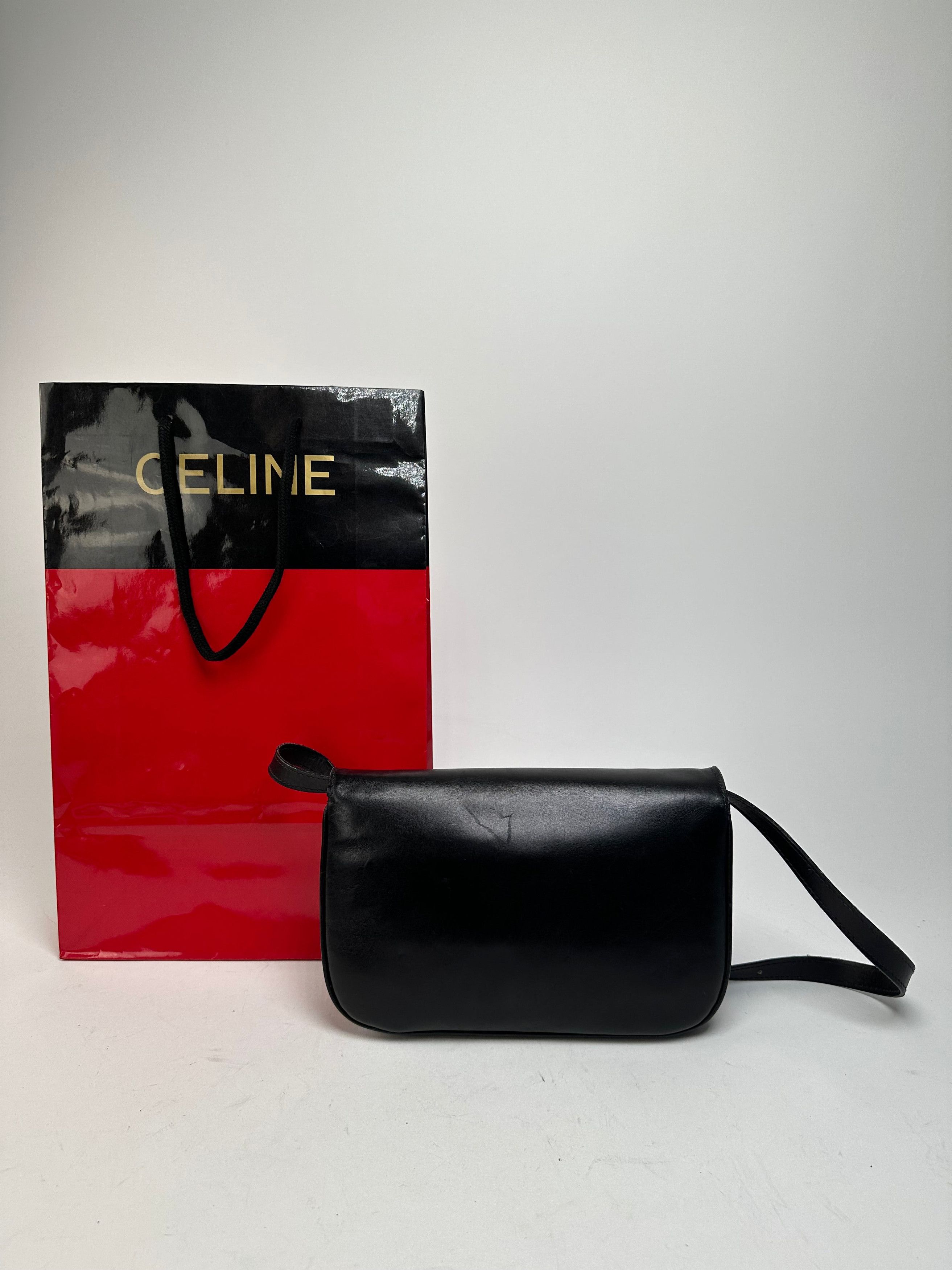 Celine Vintage Leather Shoulder Bag Black Size ONE SIZE - 2 Thumbnail