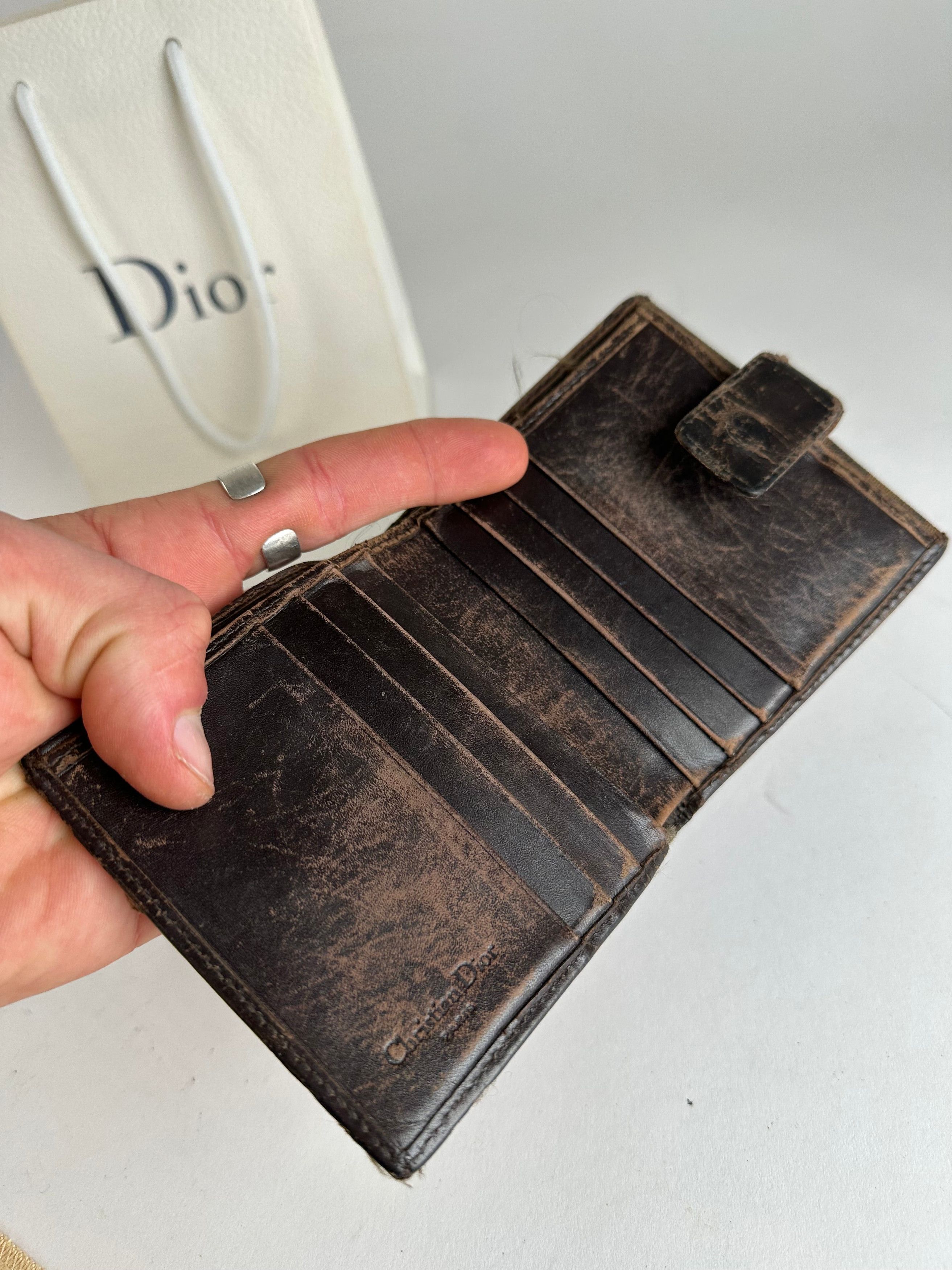 Dior Vintage Oblique Monogram Leather Wallet Brown Size ONE SIZE - 5 Thumbnail