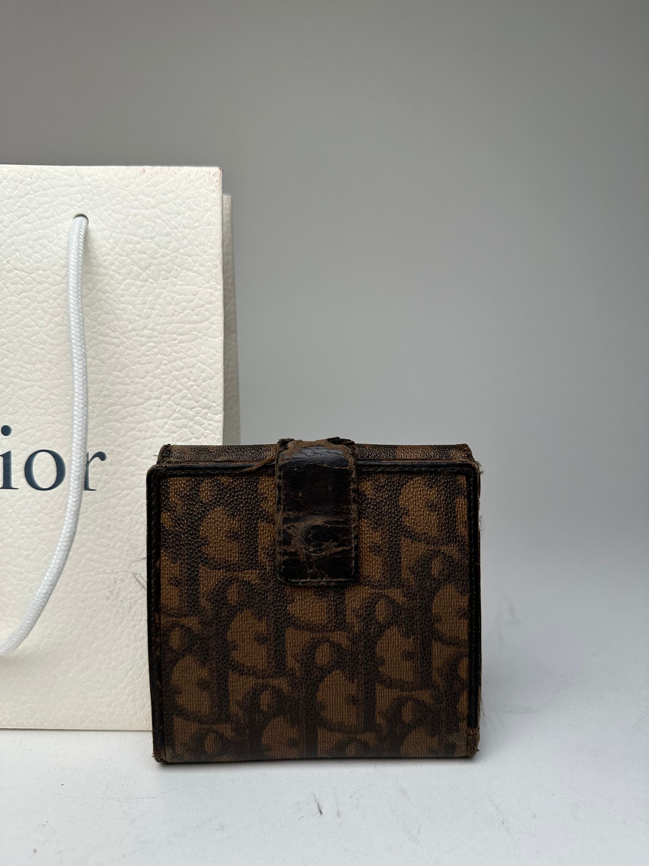 Dior Vintage Oblique Monogram Leather Wallet Brown Size ONE SIZE - 12 Thumbnail