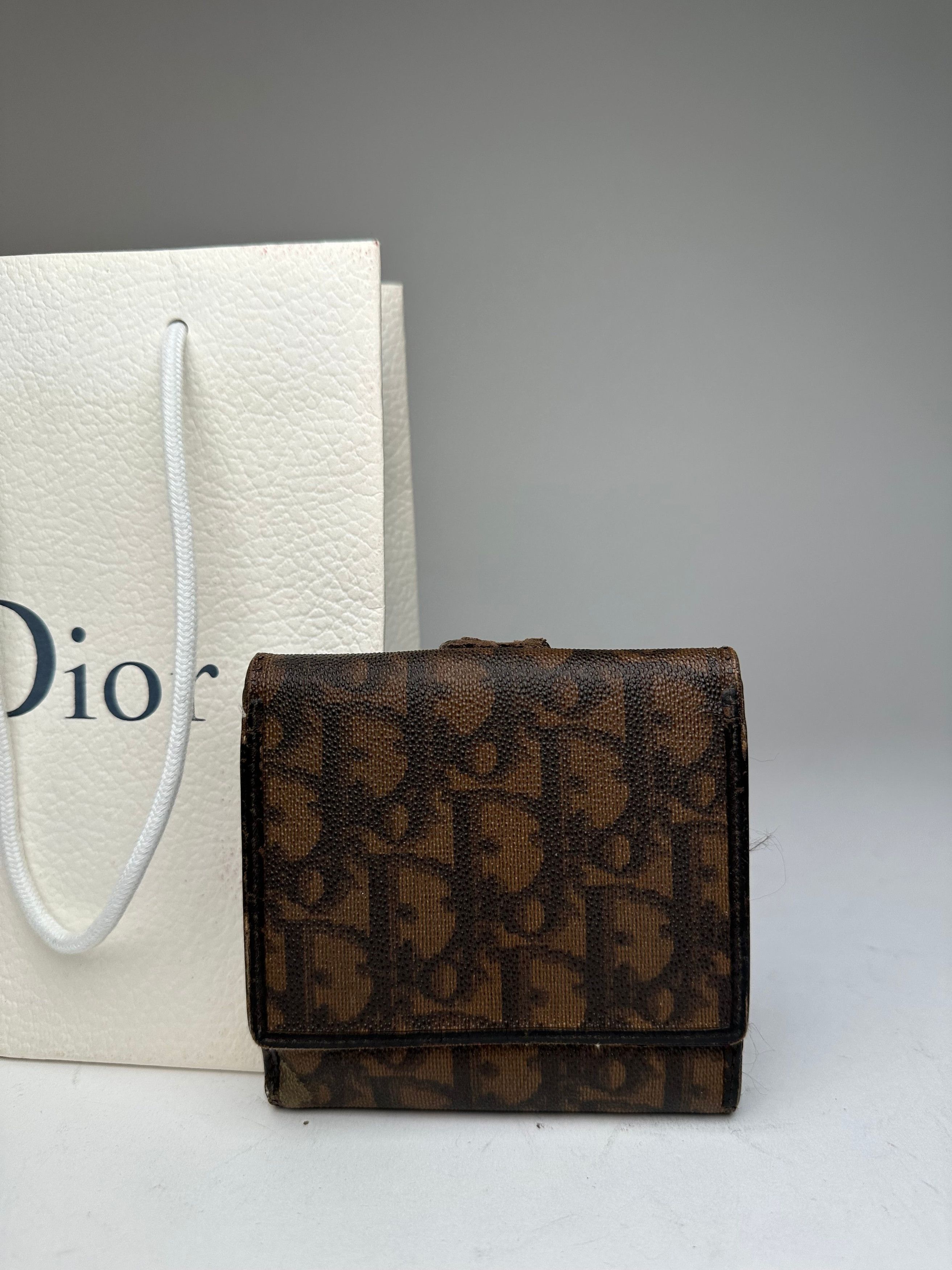 Dior Vintage Oblique Monogram Leather Wallet Brown Size ONE SIZE - 6 Thumbnail