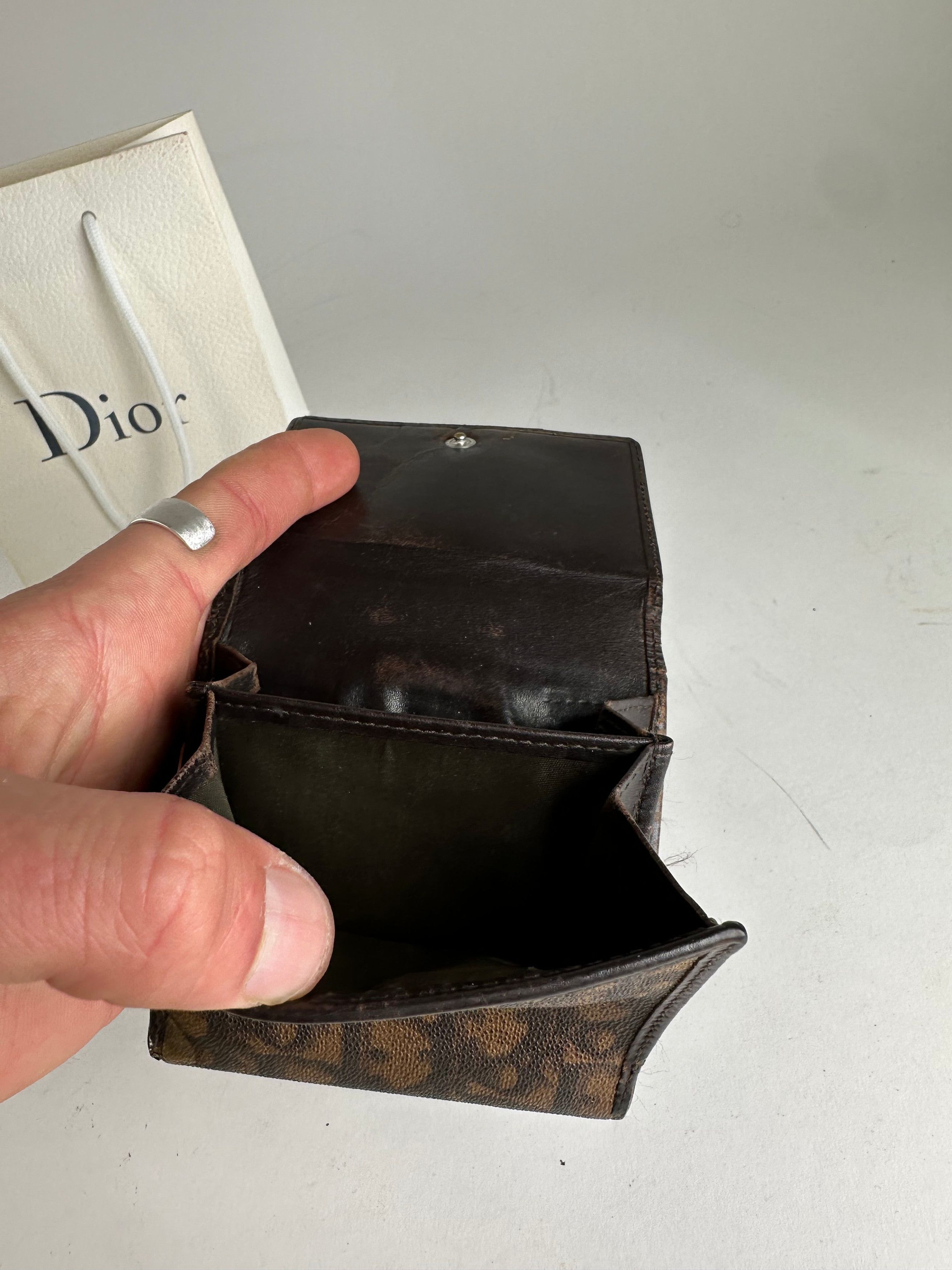 Dior Vintage Oblique Monogram Leather Wallet Brown Size ONE SIZE - 3 Thumbnail