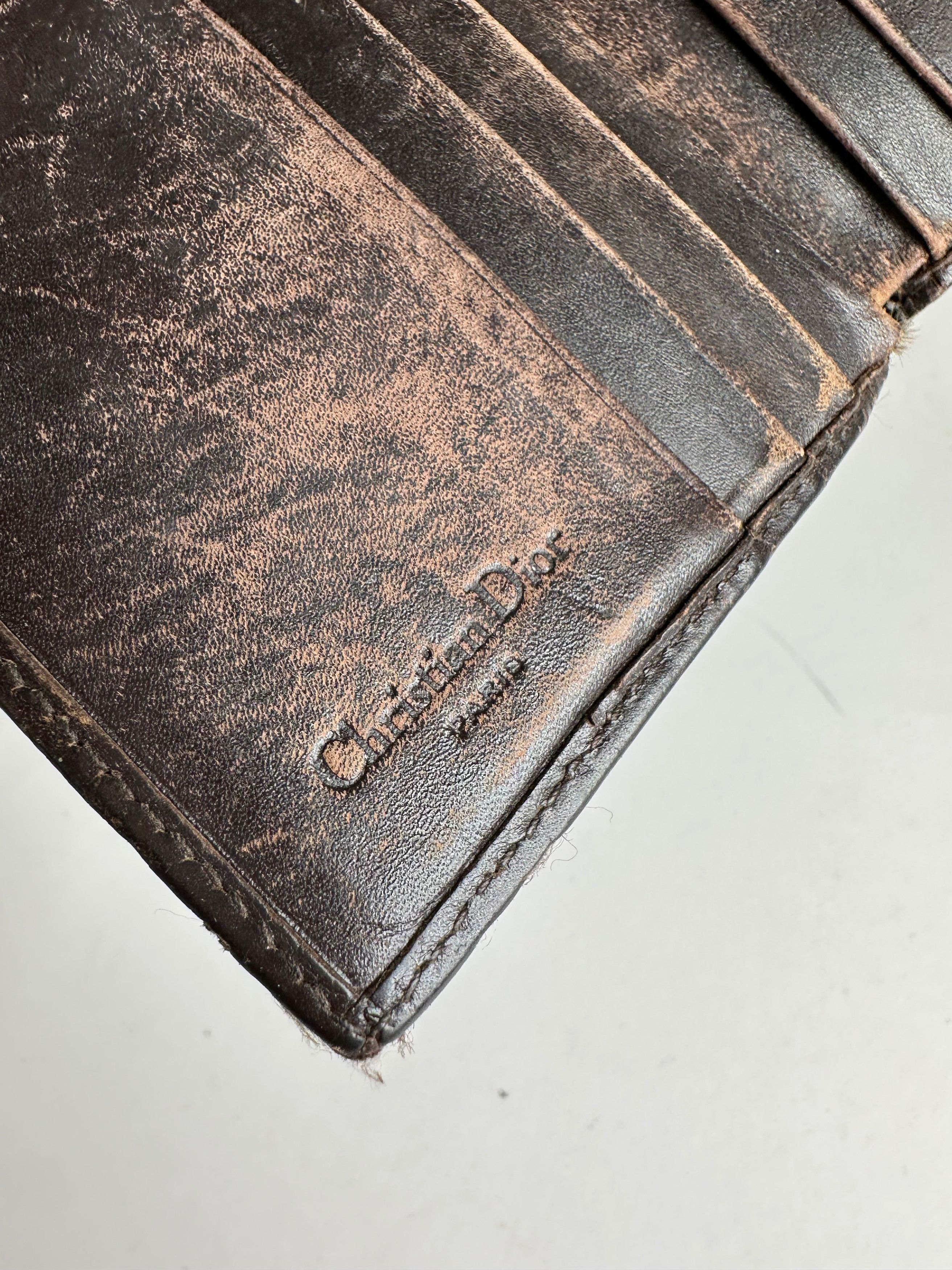 Dior Vintage Oblique Monogram Leather Wallet Brown Size ONE SIZE - 7 Thumbnail