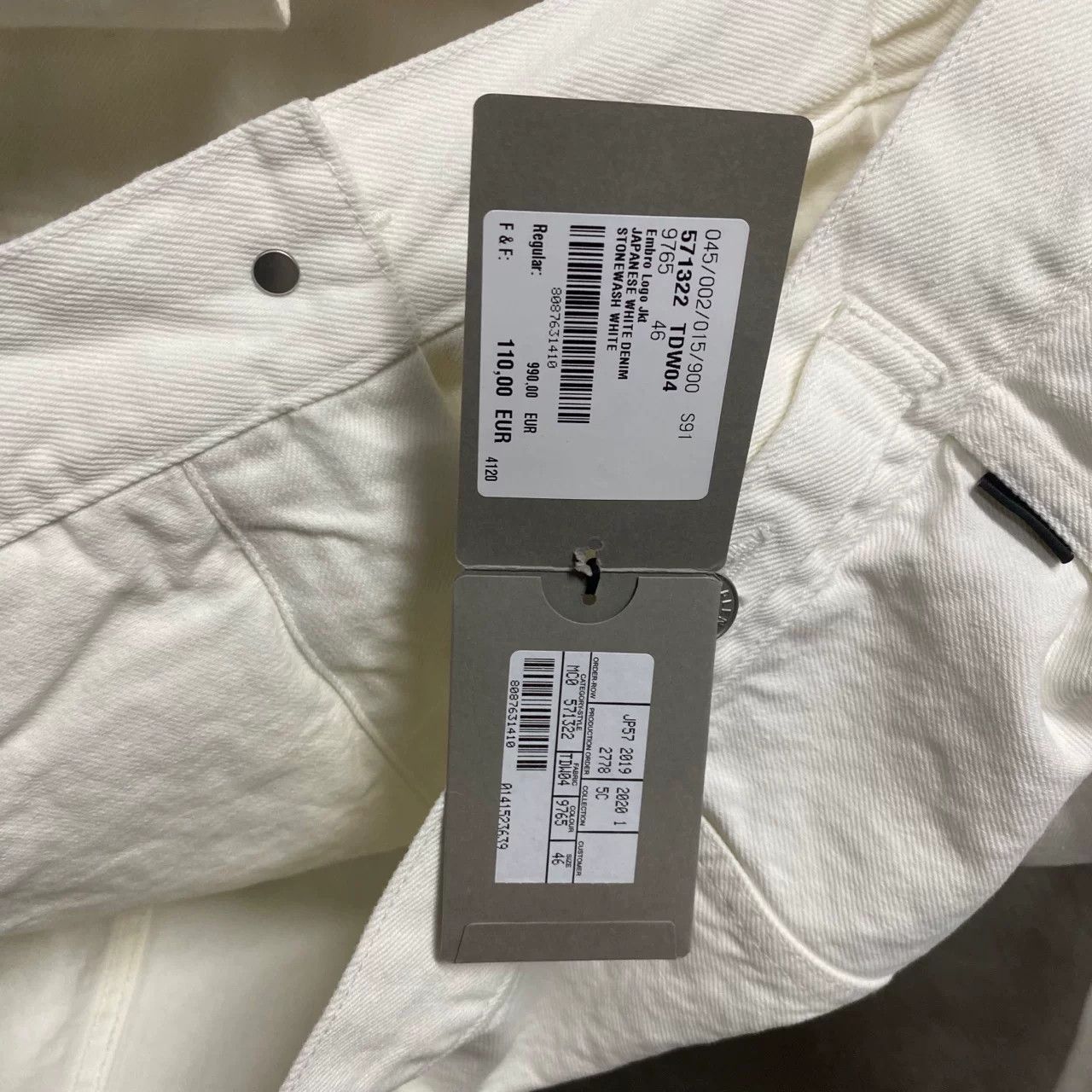 Balenciaga Balenciaga White Embroidered Logo Denim Jacket Size US M / EU 48-50 / 2 - 4 Thumbnail