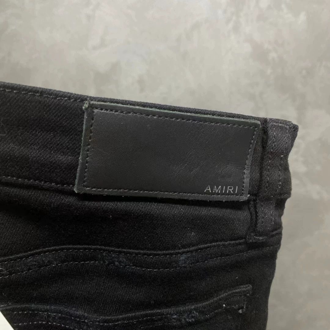 Amiri Amiri Black Leather Patch Zipper Jeans Size 27" / US 4 / IT 40 - 3 Thumbnail