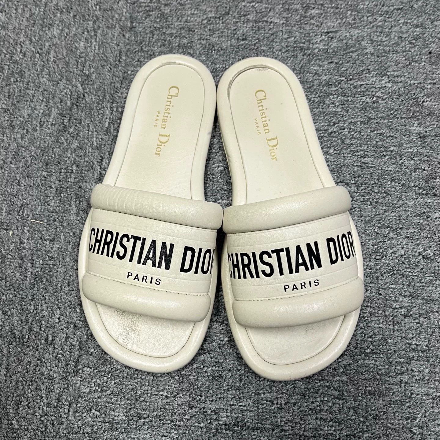 Dior Dior White Logo Flat Slides Size US 5 / IT 35 - 2 Thumbnail