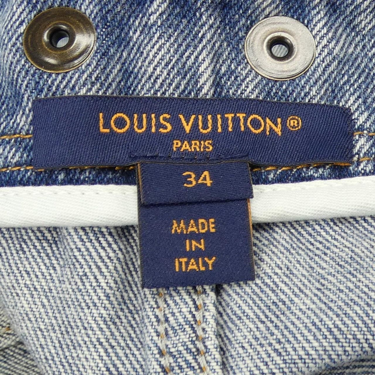 Louis Vuitton Louis Vuitton Louis Vuitton Bleached Denim Midi Skirt Textile Skirts FPJU18BEA DUTY FREE for USA Size ONE SIZE - 4 Thumbnail