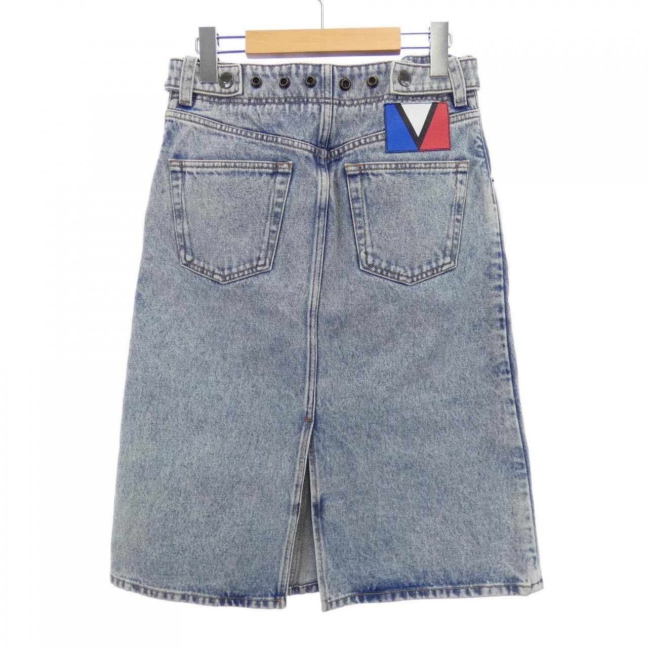Louis Vuitton Louis Vuitton Louis Vuitton Bleached Denim Midi Skirt Textile Skirts FPJU18BEA DUTY FREE for USA Size ONE SIZE - 2 Thumbnail
