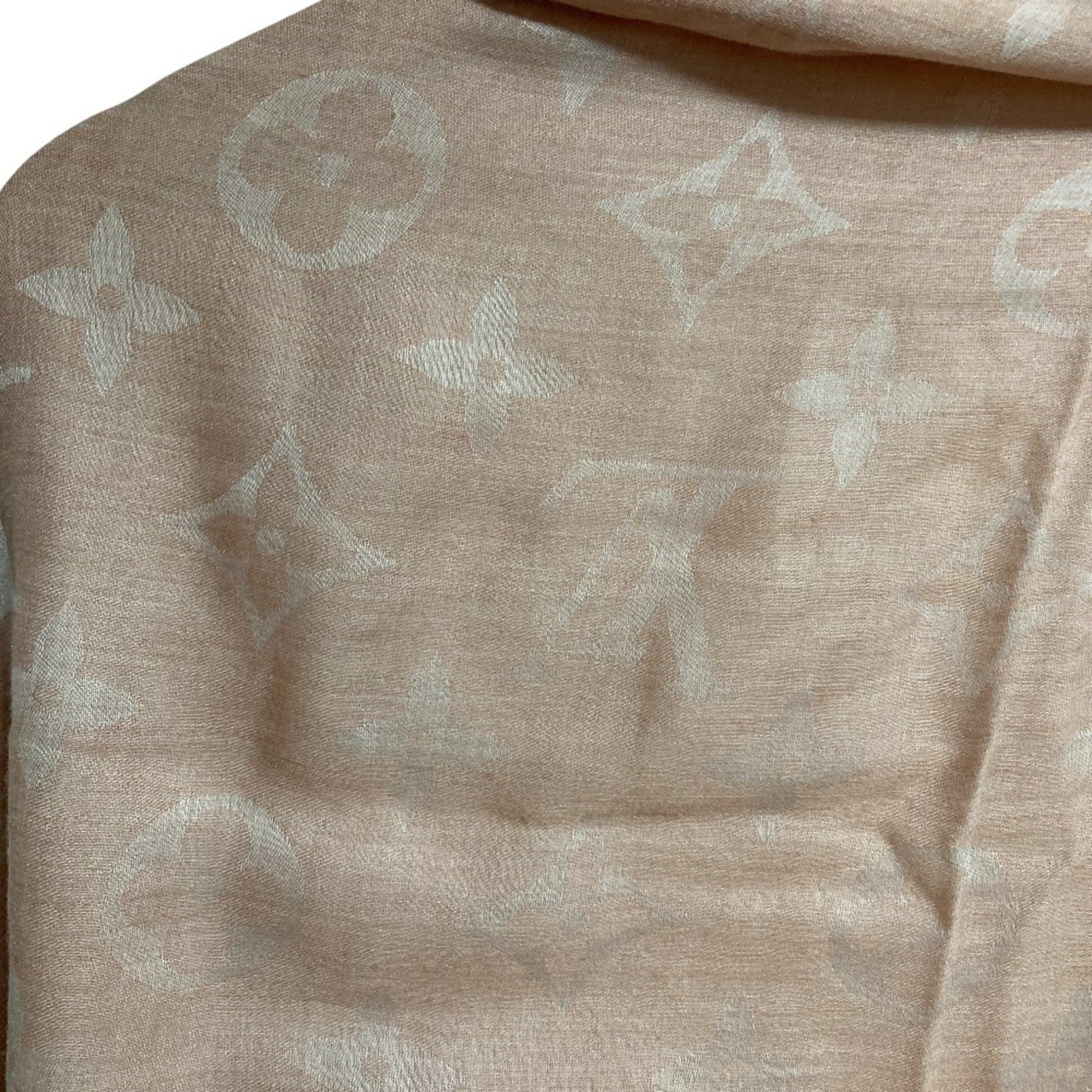 Louis Vuitton LOUIS VUITTON Monogram Shawl Stole M70801 Pink Beige Women's Size ONE SIZE - 5 Thumbnail