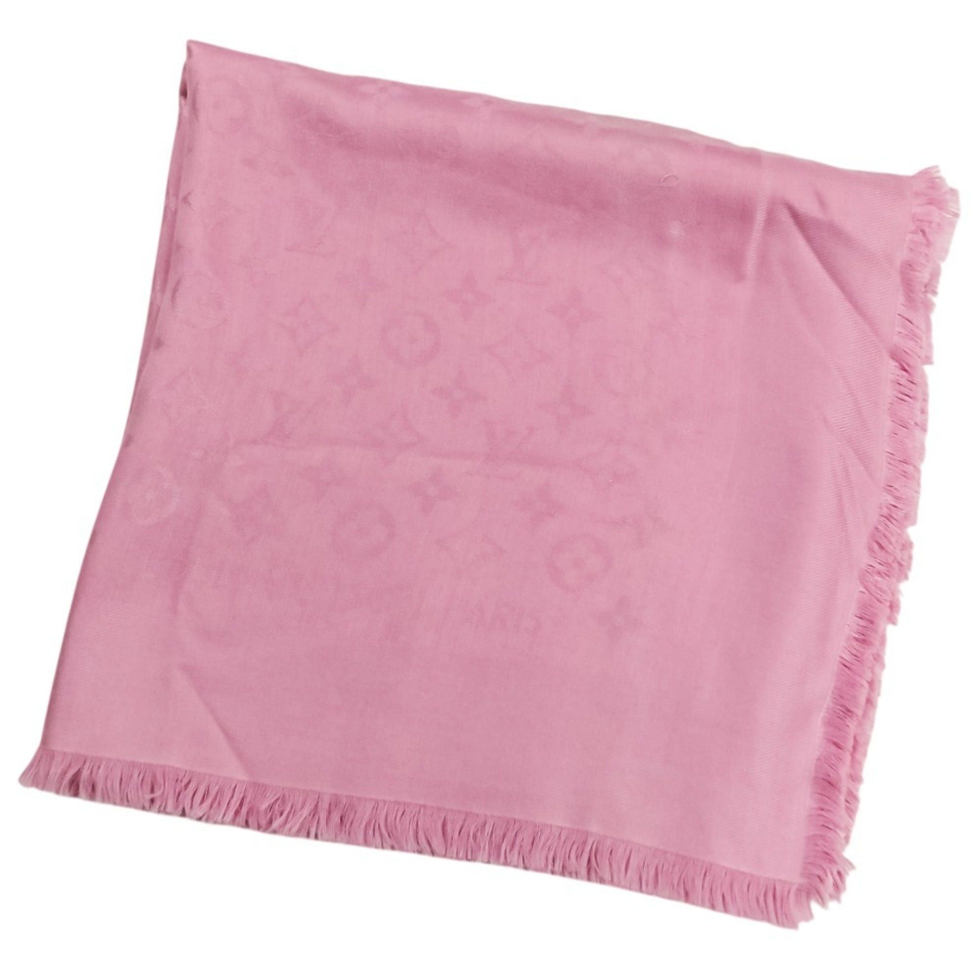 Louis Vuitton Louis Vuitton Monogram Silk Wool Shawl Stole 402336 Pink Women's Size ONE SIZE - 2 Thumbnail
