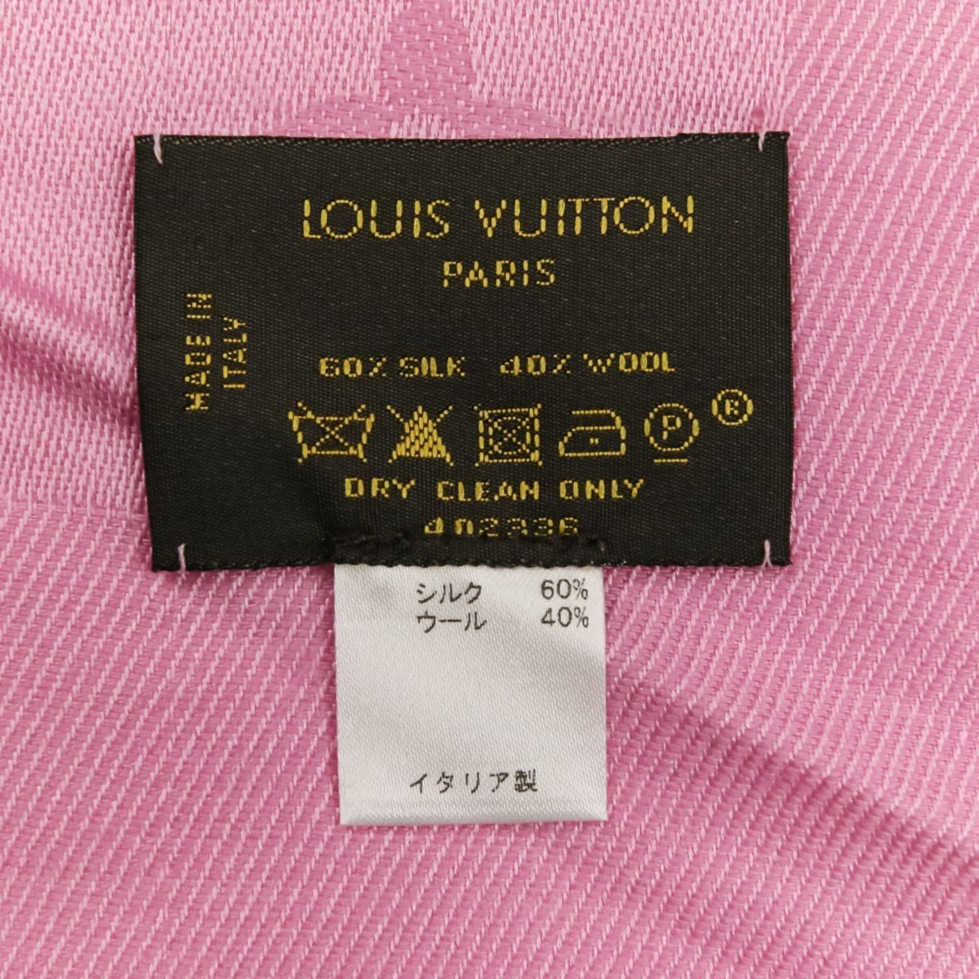 Louis Vuitton Louis Vuitton Monogram Silk Wool Shawl Stole 402336 Pink Women's Size ONE SIZE - 10 Thumbnail