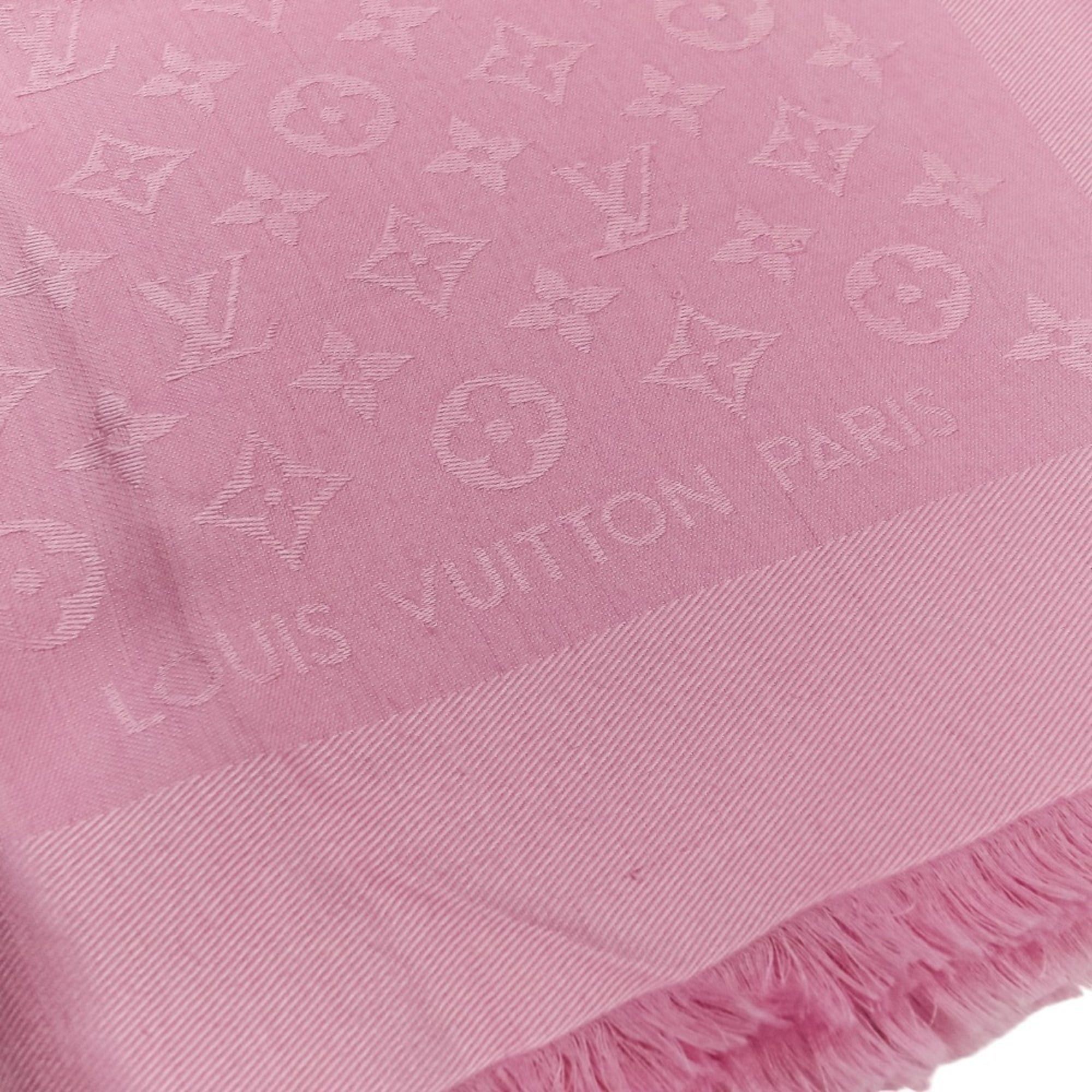 Louis Vuitton Louis Vuitton Monogram Silk Wool Shawl Stole 402336 Pink Women's Size ONE SIZE - 6 Thumbnail