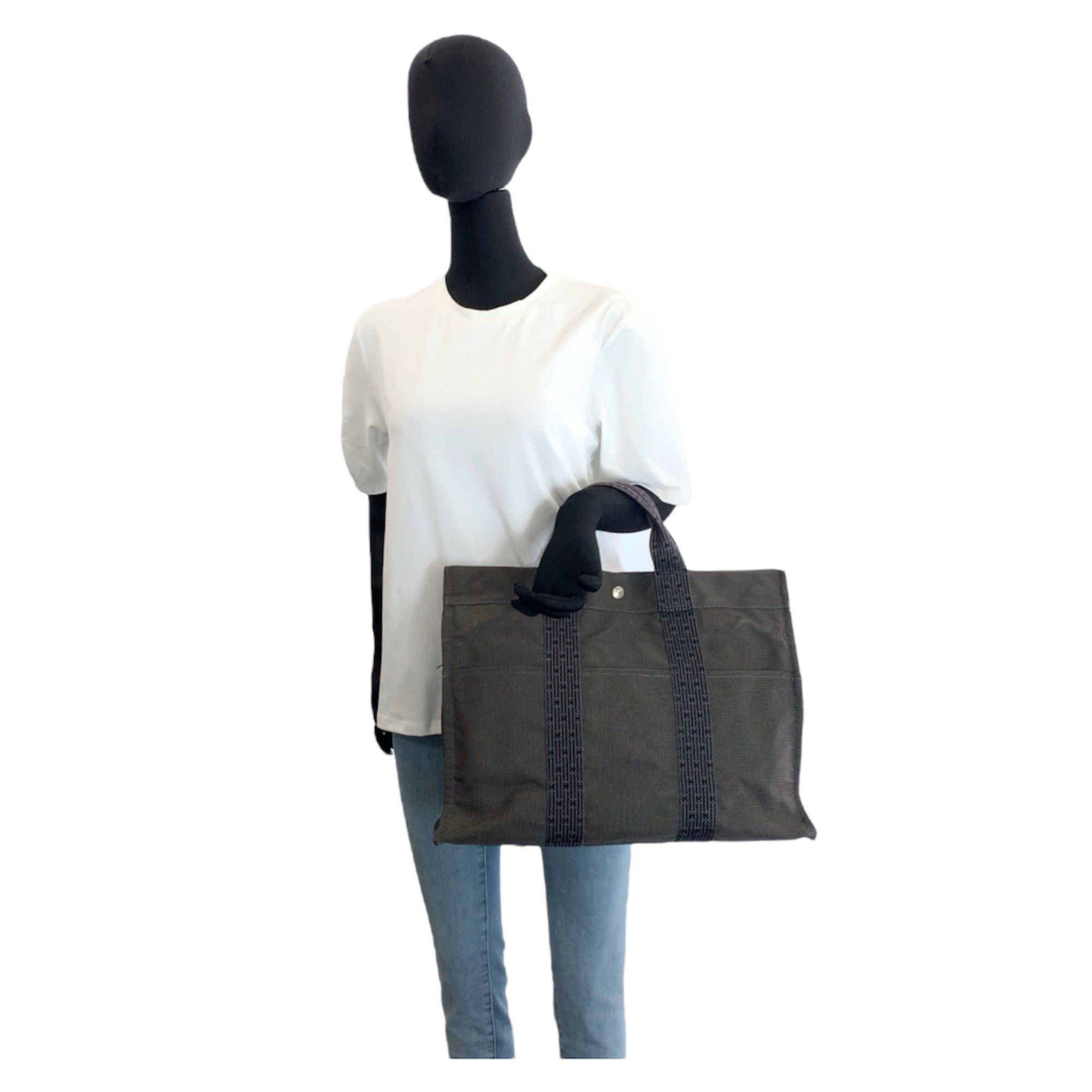 Hermes Hermes Herline MM Grey Silver Hardware Polyamide Polyester Tote Bag Handbag for Women Size ONE SIZE - 5 Thumbnail