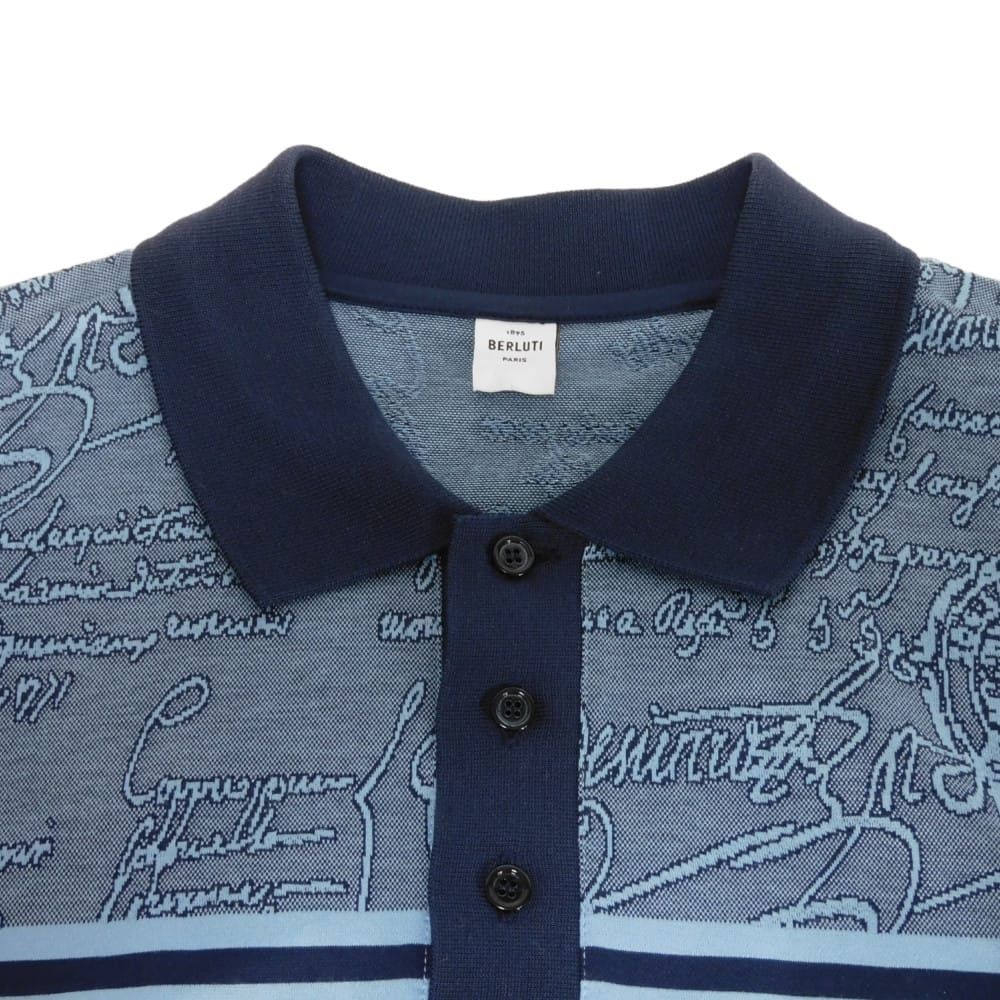 Berluti Berluti Berluti Scritto Cotton Polo Shirt Textile Tops R19JPS44JAEP DUTY FREE for USA Size ONE SIZE - 3 Thumbnail