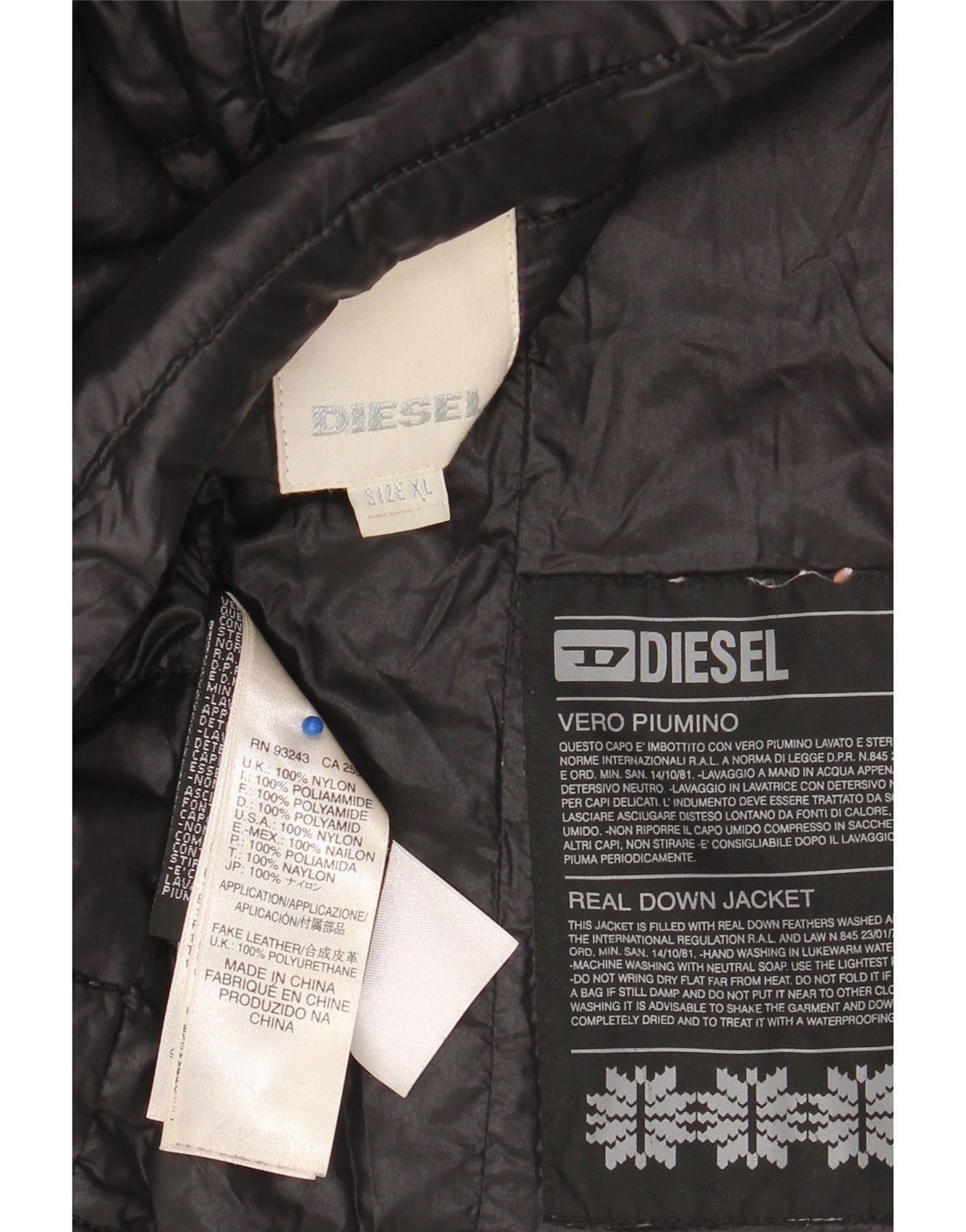 Diesel Girls Padded Jacket 11-12 Years XL Black Nylon Size XL / US 12-14 / IT 48-50 - 3 Thumbnail