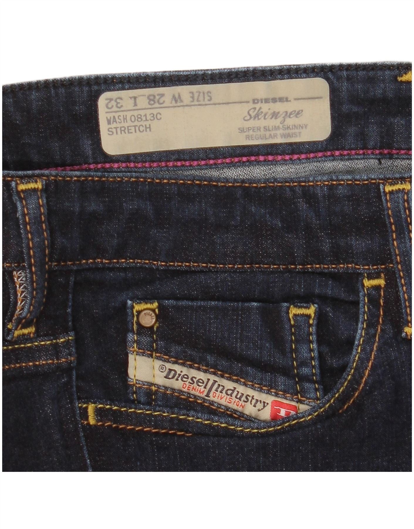 Diesel Womens Skinzee Regular Waist Skinny Jeans W28 L31 Navy Blue Size 24" / US 00 / IT 34 - 3 Thumbnail