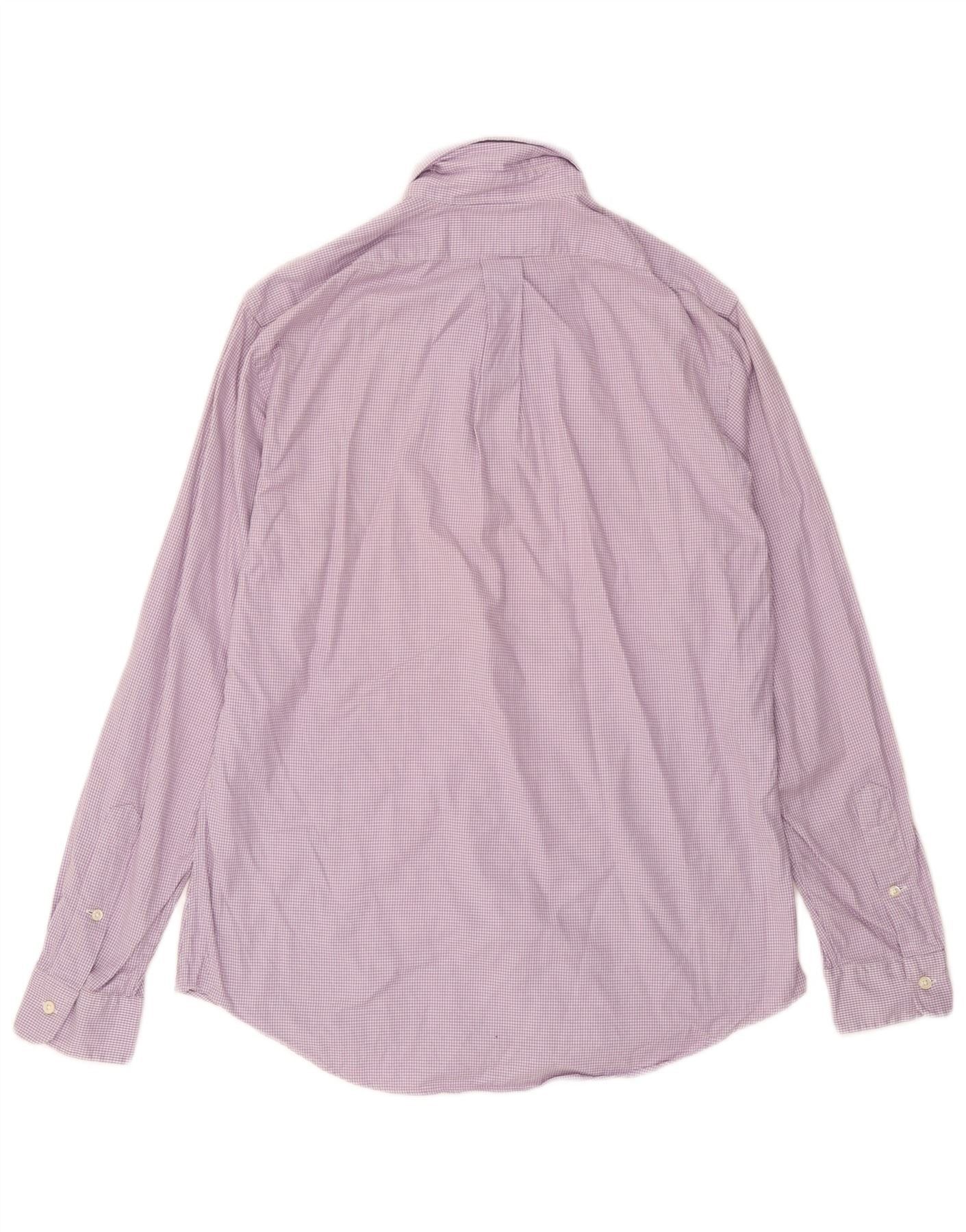 Ralph Lauren Mens Custom Fit Shirt Medium Purple Houndstooth Cotton Size US M / EU 48-50 / 2 - 2 Thumbnail