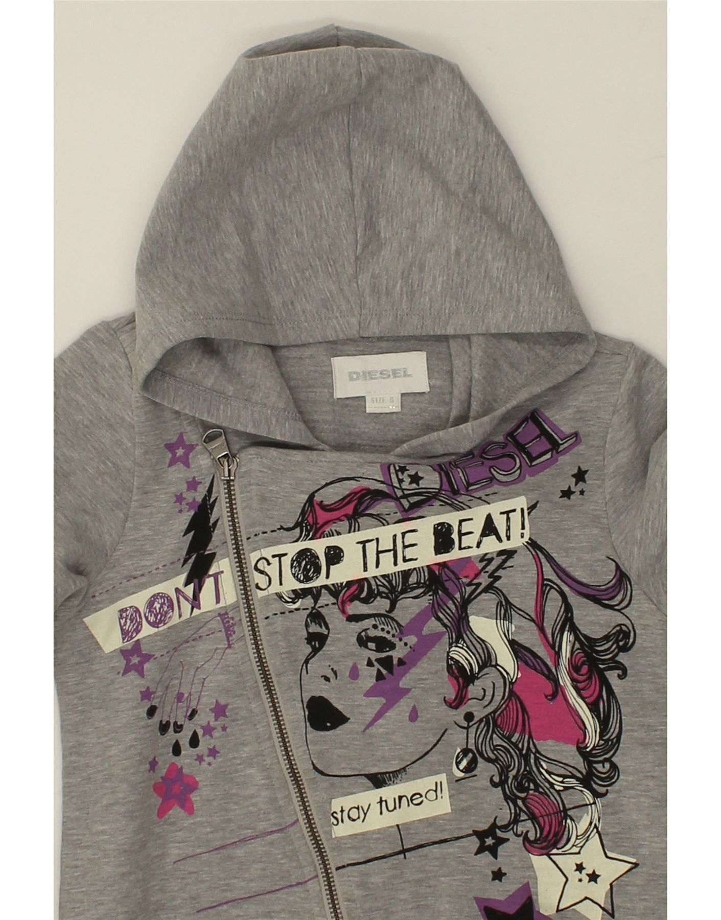 Diesel Girls Hooded Sweatshirt Jumper Dress 4-5 Years Small Grey Co Size XS / US 0-2 / IT 36-38 - 3 Thumbnail
