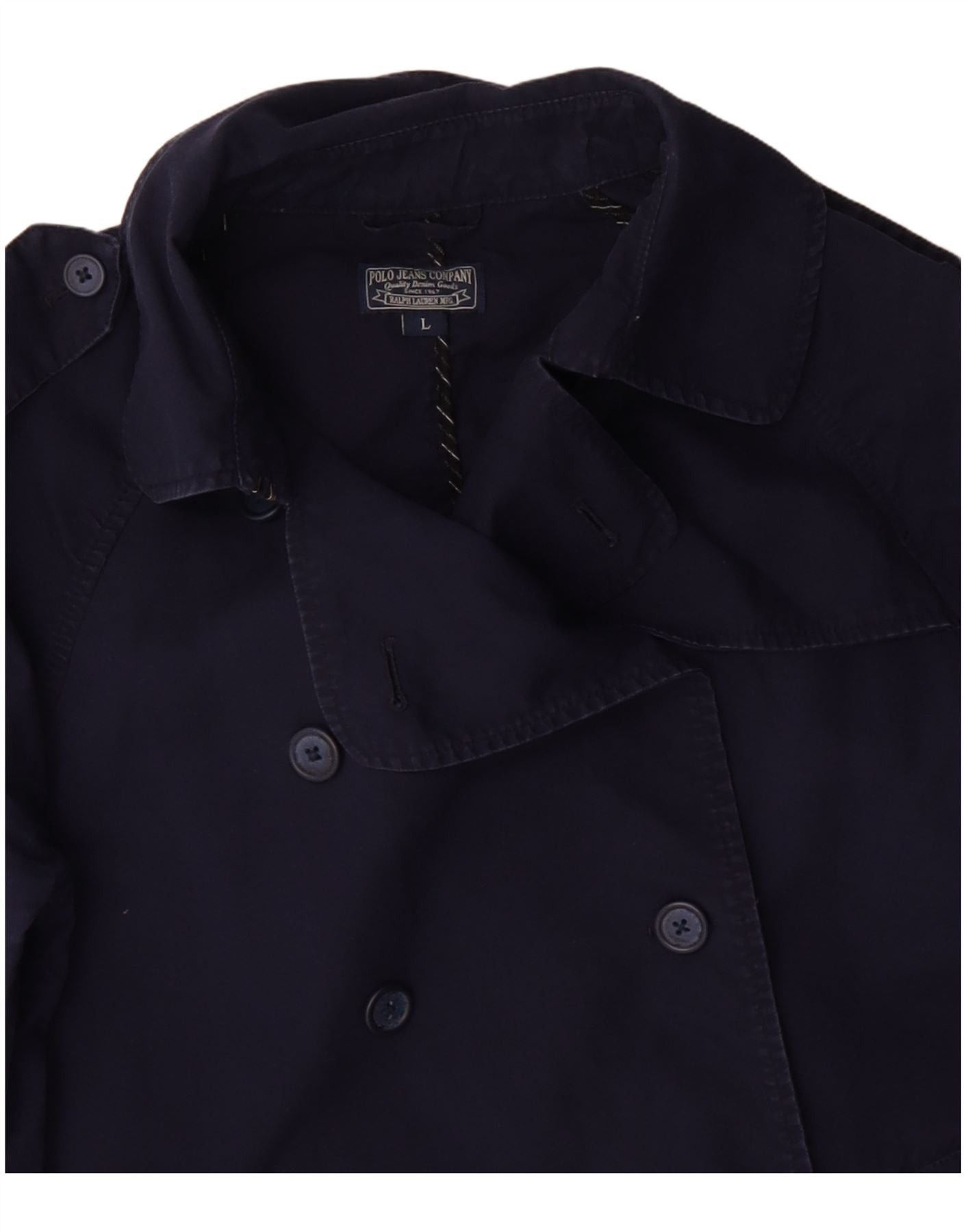 Ralph Lauren Womens Trench Coat UK 16 Large Navy Blue Cotton Size M / US 6-8 / IT 42-44 - 3 Thumbnail
