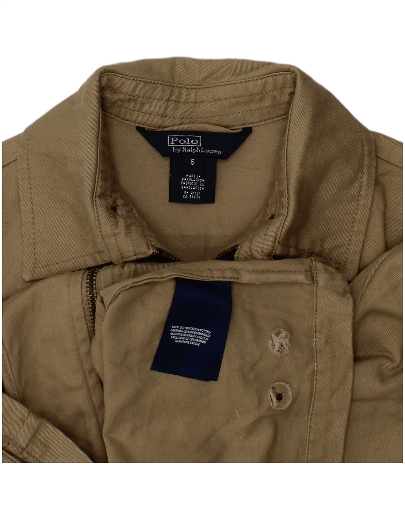 Polo Ralph Lauren Girls Bomber Jacket 5-6 Years Beige Cotton Size XS / US 0-2 / IT 36-38 - 3 Thumbnail