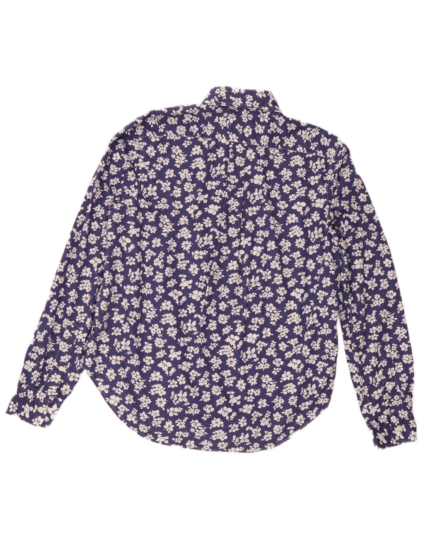 Ralph Lauren Womens Shirt US 8 Medium Navy Blue Floral Cotton Size S / US 4 / IT 40 - 2 Thumbnail