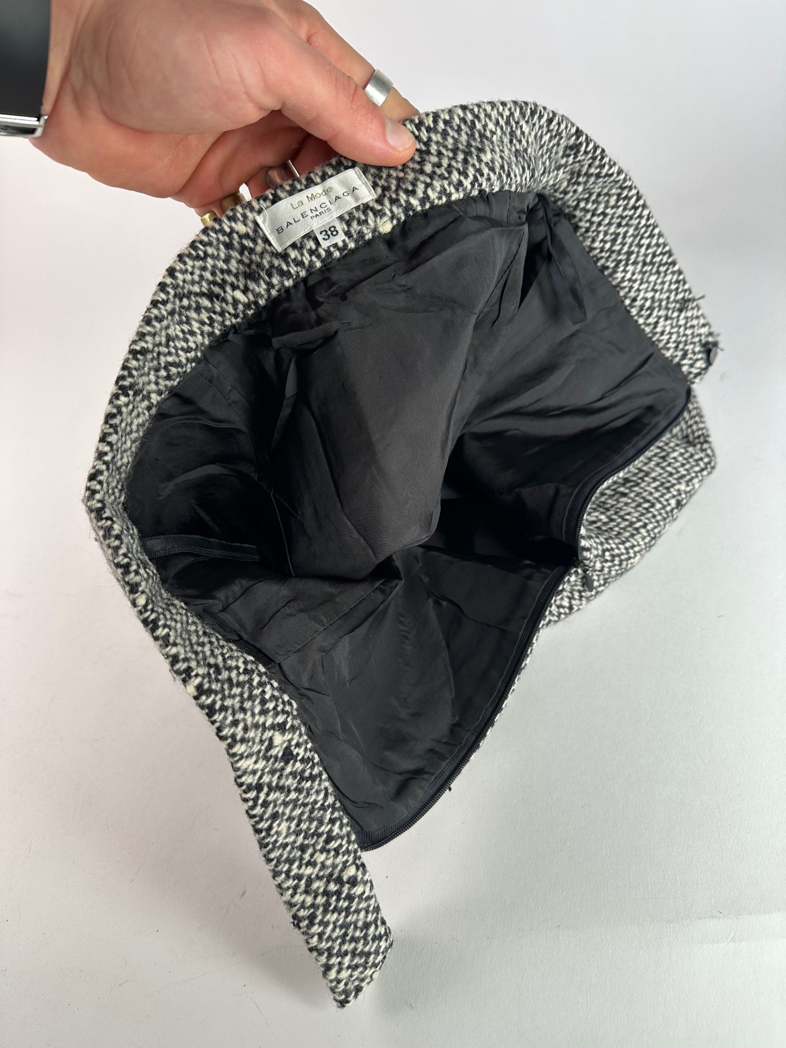 Balenciaga Vintage Wool Skirt Grey Black M Size 27" / US 4 / IT 40 - 12 Thumbnail