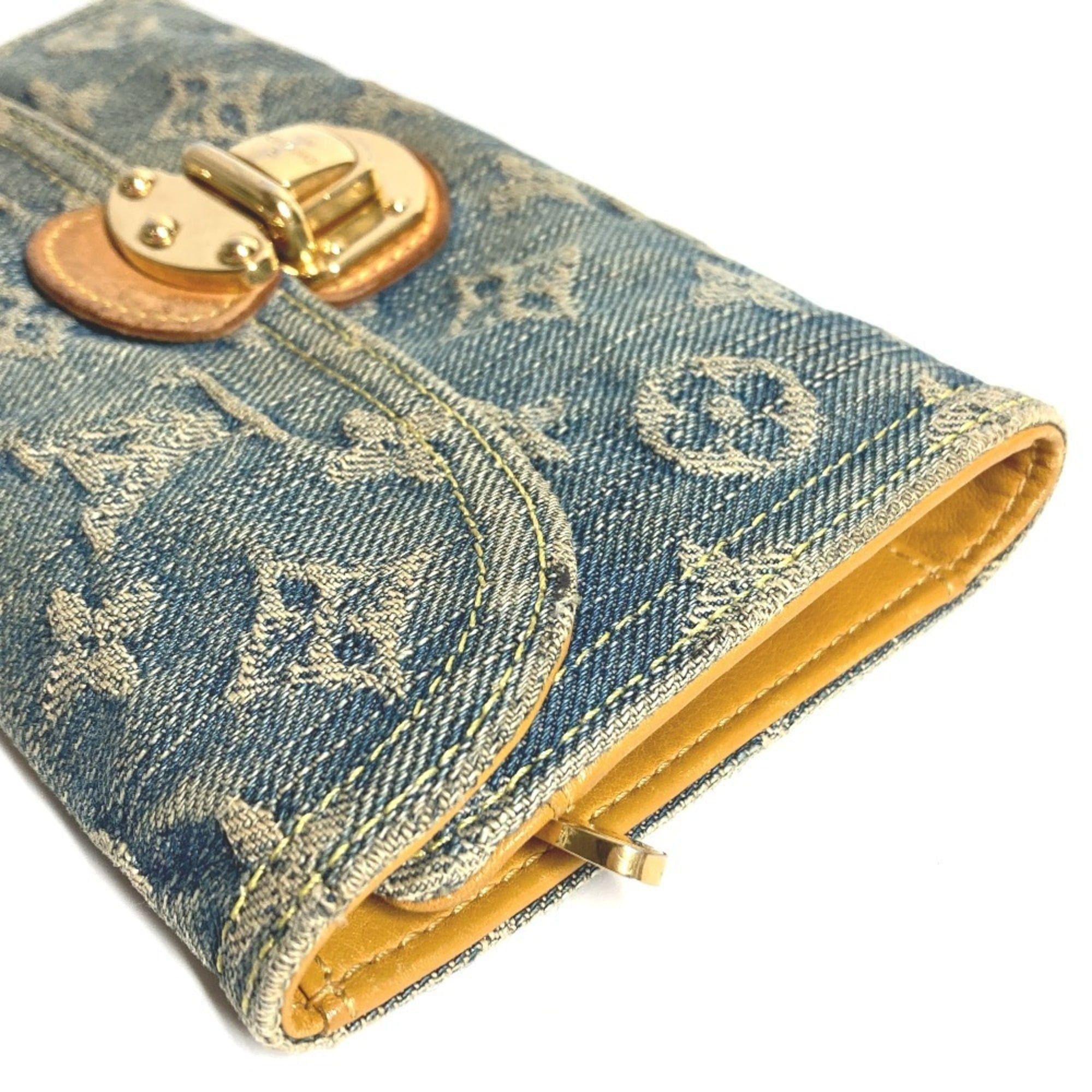Louis Vuitton LOUIS VUITTON M95511 Monogram Denim Portefeuille Amelia Long Wallet, Tri-fold Canvas, Men's/Women's, Blue Size ONE SIZE - 3 Thumbnail
