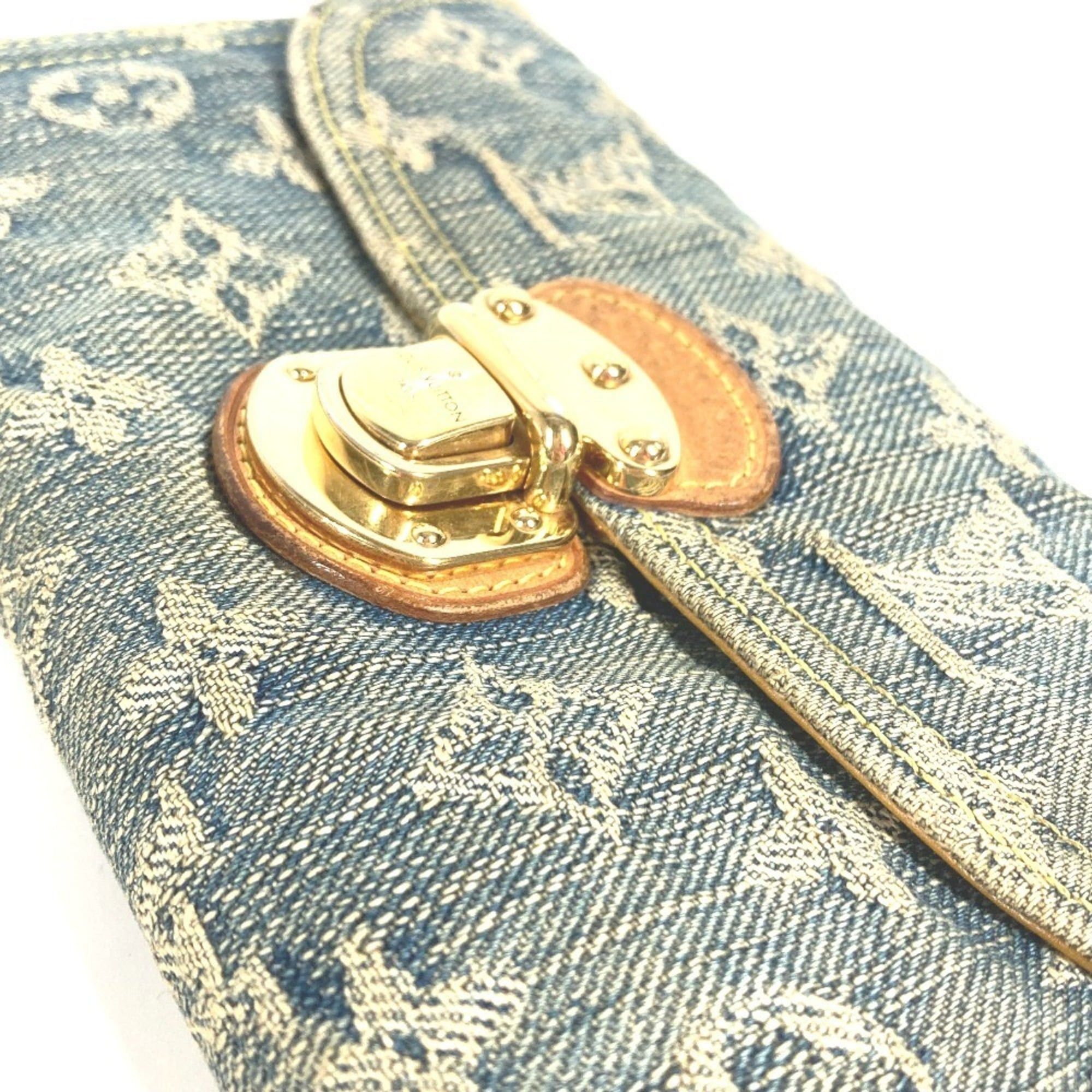 Louis Vuitton LOUIS VUITTON M95511 Monogram Denim Portefeuille Amelia Long Wallet, Tri-fold Canvas, Men's/Women's, Blue Size ONE SIZE - 6 Thumbnail