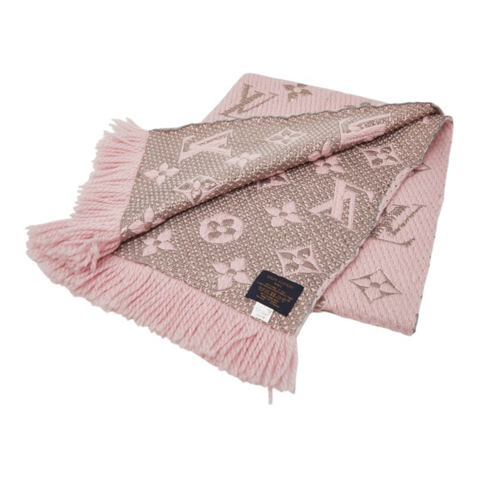 Louis Vuitton Louis Vuitton Echarpe Logomania Shine Scarf M70466 Pink Rose Ballerine Wool Silk Women's LOUIS VUITTON Size ONE SIZE - 2 Thumbnail