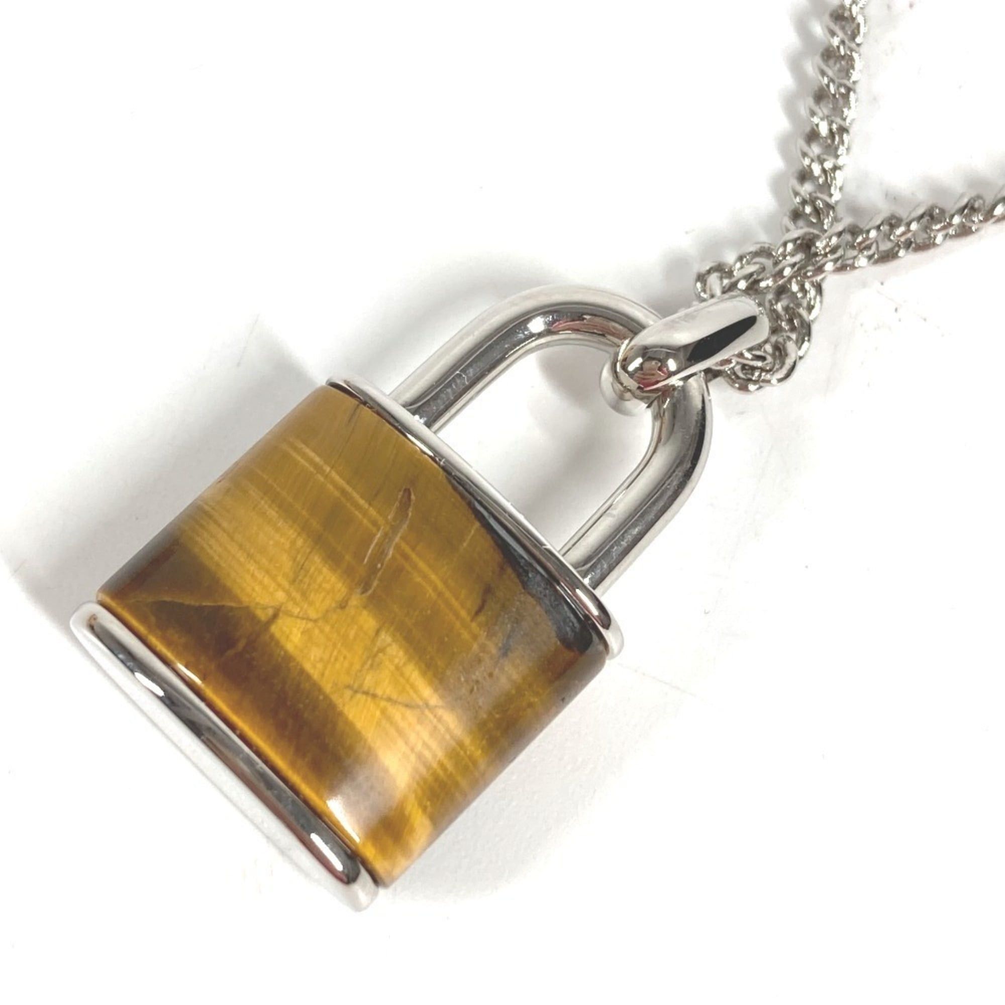 Louis Vuitton LOUIS VUITTON M62668 Collier LV Stone Tiger Eye Pendant Necklace, Accessory, Chain Metal, Men's, Women's, Silver Size ONE SIZE - 5 Thumbnail