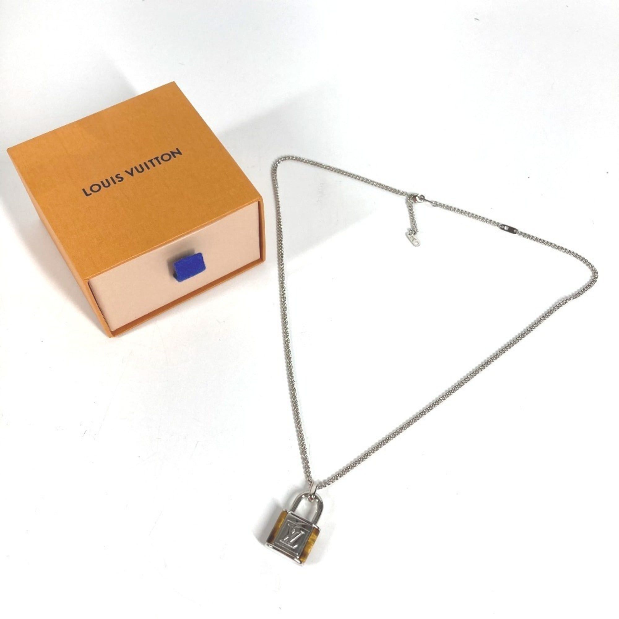 Louis Vuitton LOUIS VUITTON M62668 Collier LV Stone Tiger Eye Pendant Necklace, Accessory, Chain Metal, Men's, Women's, Silver Size ONE SIZE - 11 Thumbnail