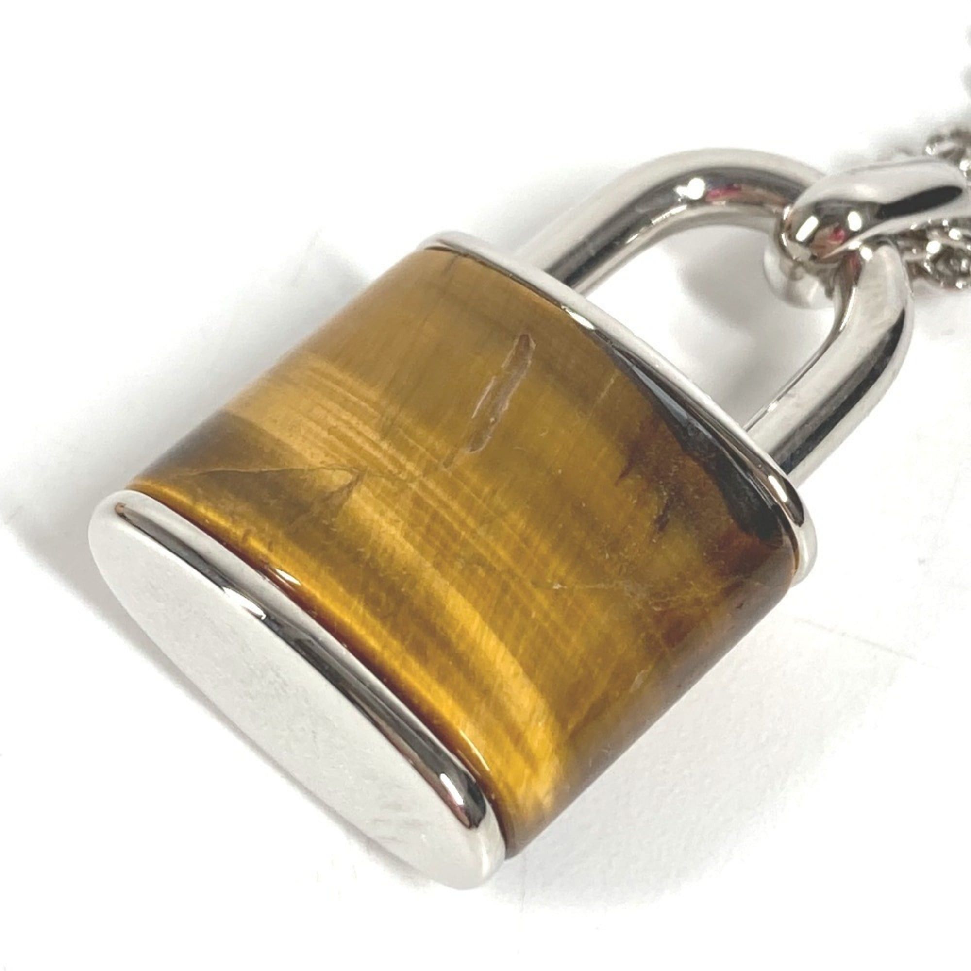 Louis Vuitton LOUIS VUITTON M62668 Collier LV Stone Tiger Eye Pendant Necklace, Accessory, Chain Metal, Men's, Women's, Silver Size ONE SIZE - 6 Thumbnail