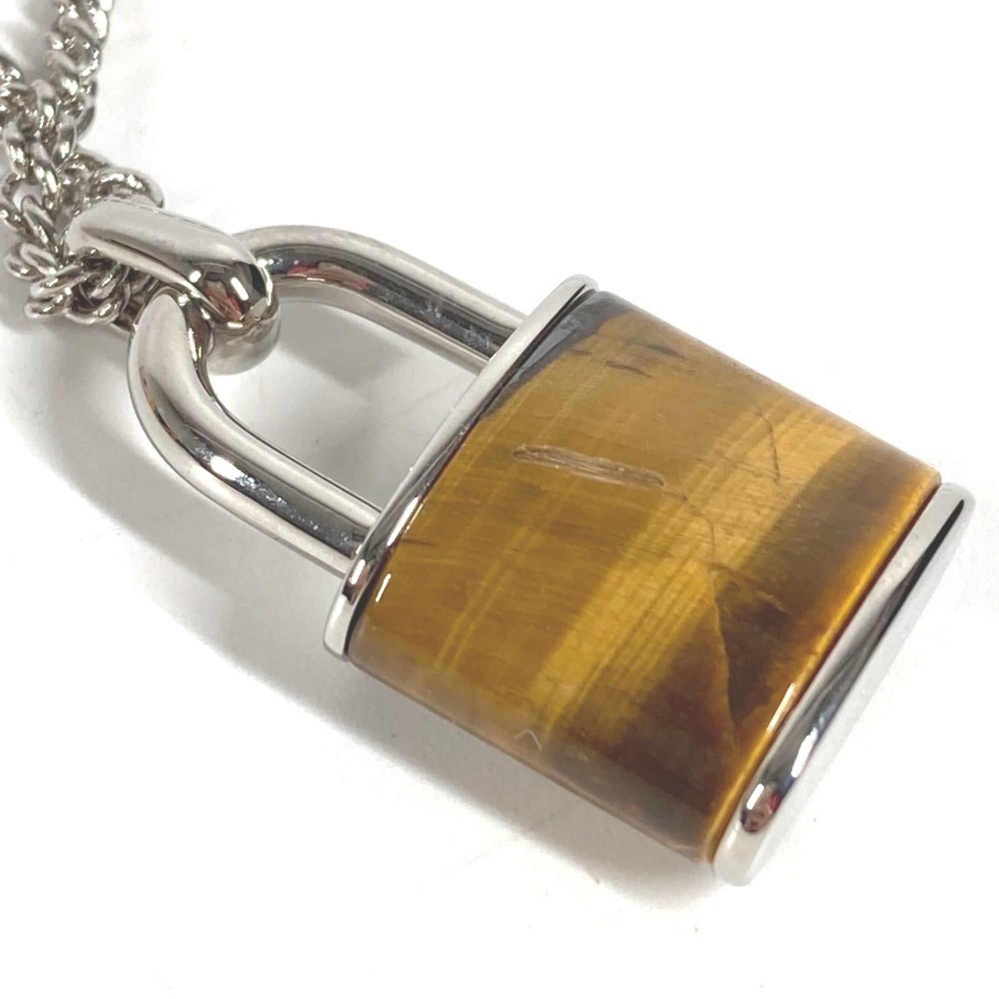 Louis Vuitton LOUIS VUITTON M62668 Collier LV Stone Tiger Eye Pendant Necklace, Accessory, Chain Metal, Men's, Women's, Silver Size ONE SIZE - 7 Thumbnail