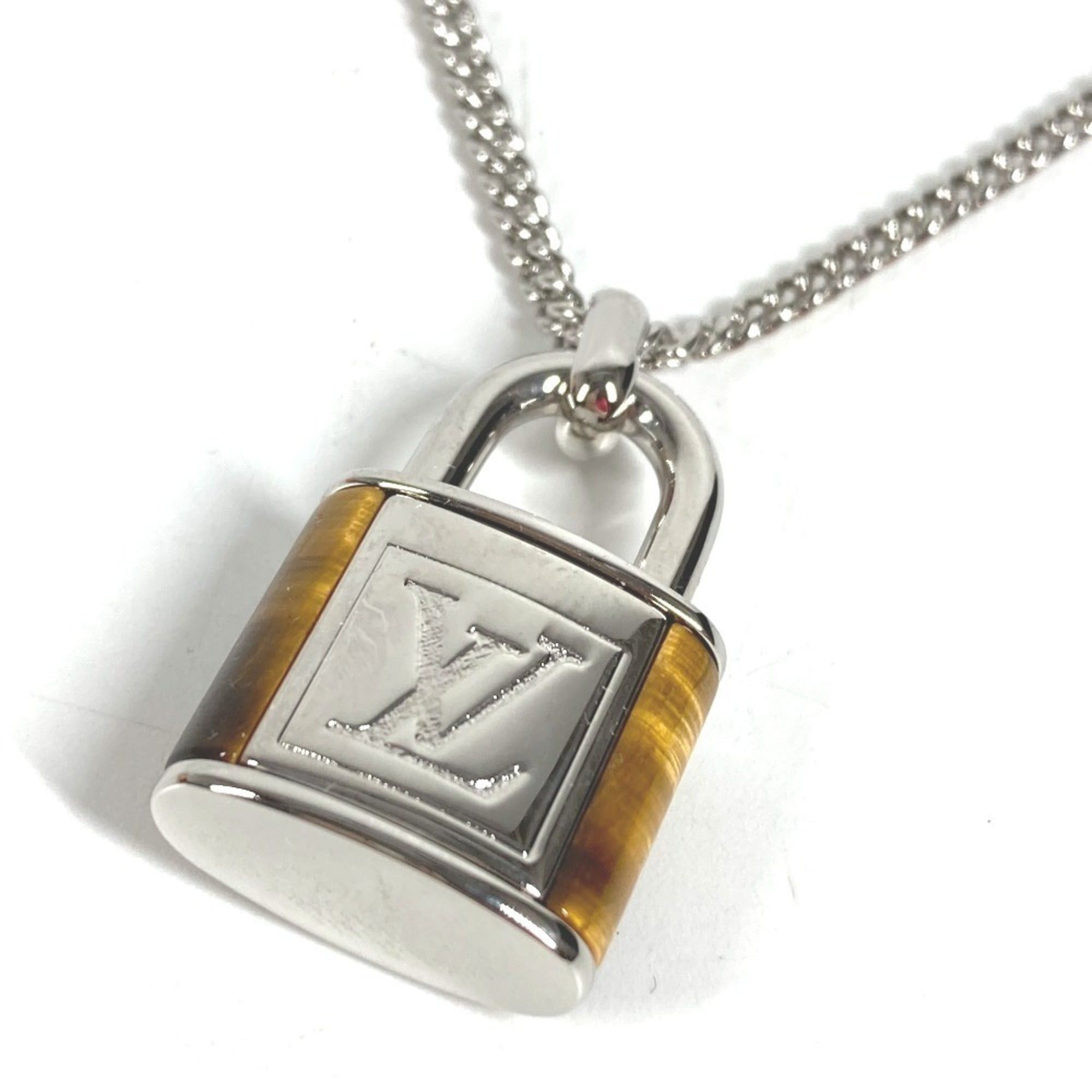 Louis Vuitton LOUIS VUITTON M62668 Collier LV Stone Tiger Eye Pendant Necklace, Accessory, Chain Metal, Men's, Women's, Silver Size ONE SIZE - 3 Thumbnail