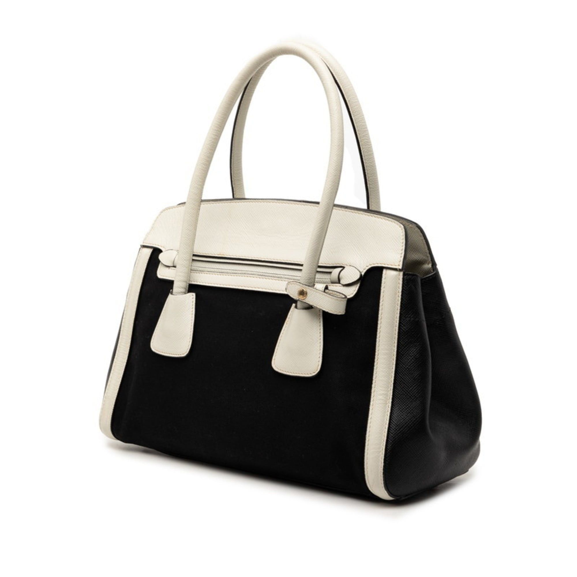 Prada Prada Shoulder Tote Handbag 2WAY BN2595 Black White Canvas Saffiano Leather Women's PRADA Size ONE SIZE - 2 Thumbnail