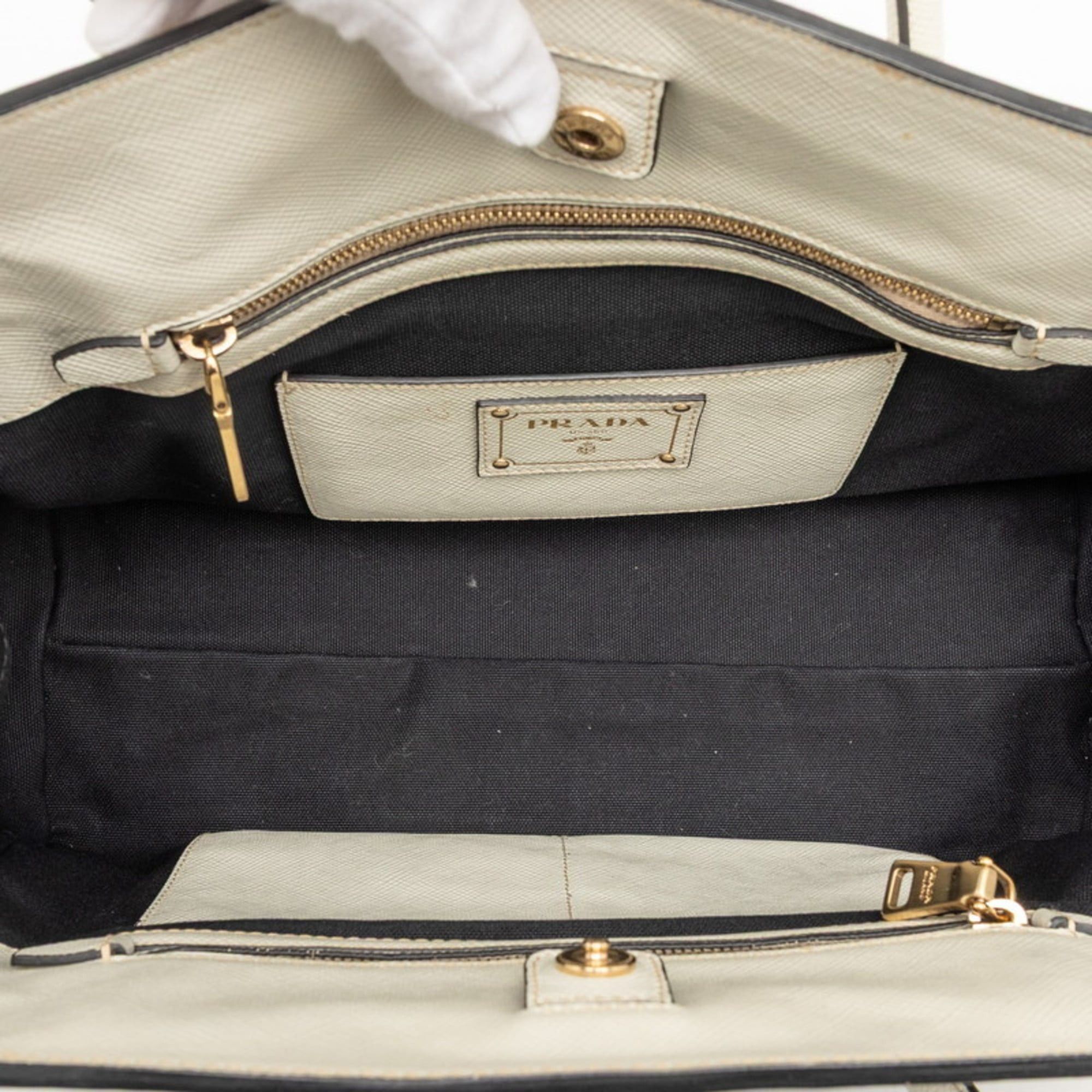Prada Prada Shoulder Tote Handbag 2WAY BN2595 Black White Canvas Saffiano Leather Women's PRADA Size ONE SIZE - 4 Thumbnail