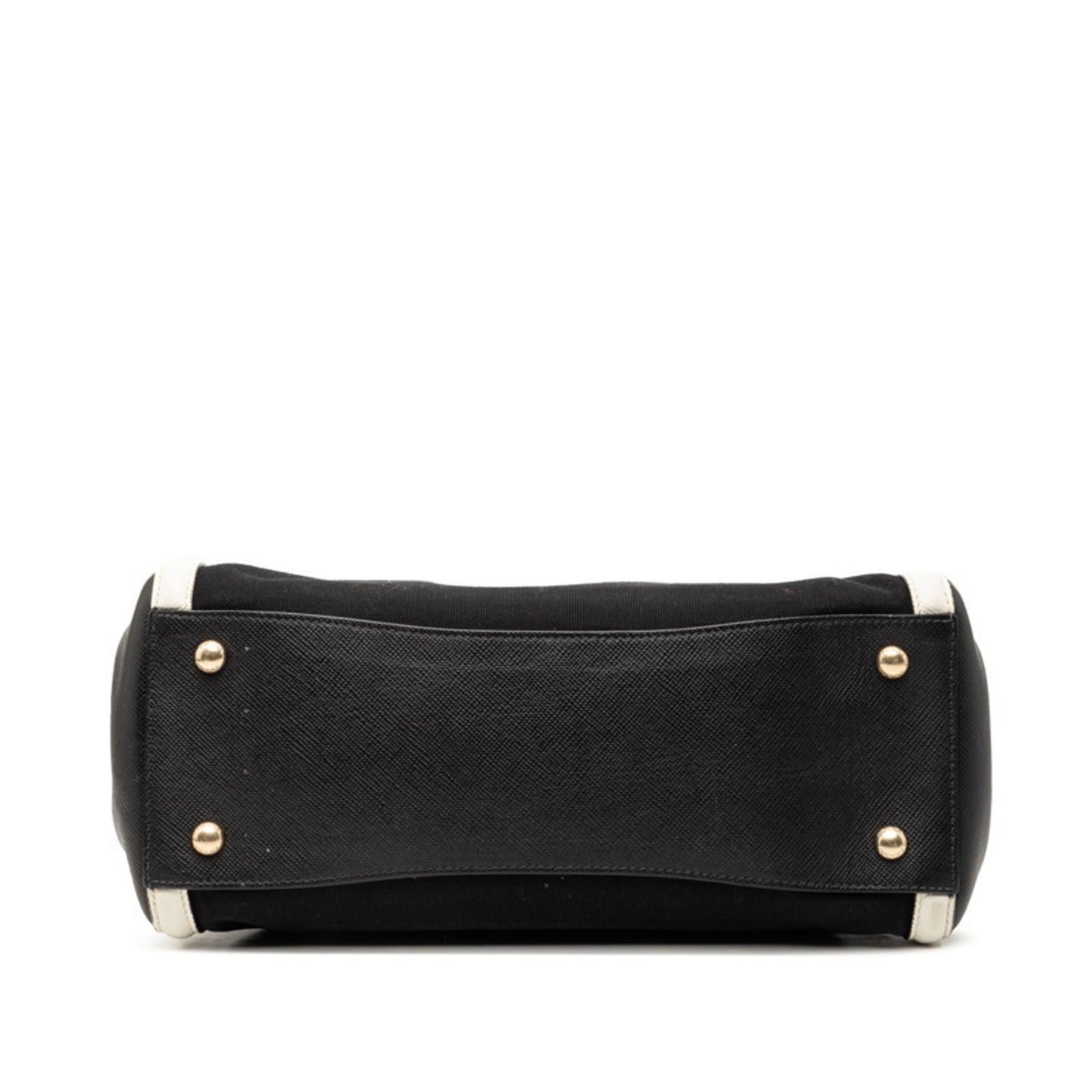 Prada Prada Shoulder Tote Handbag 2WAY BN2595 Black White Canvas Saffiano Leather Women's PRADA Size ONE SIZE - 3 Thumbnail