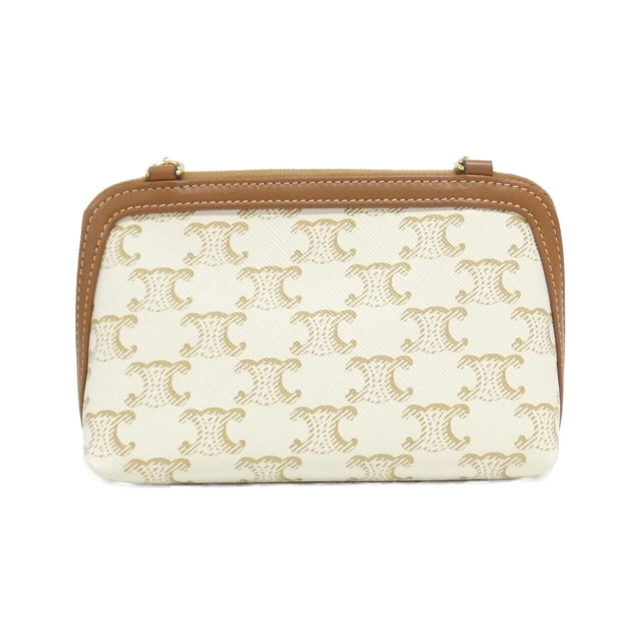 Celine Celine Celine Chain Clutch Trionph Canvas Lamb Shoulder Bag Leather Shoulder Bag 10E382CBX DUTY FREE for USA Size ONE SIZE - 2 Thumbnail