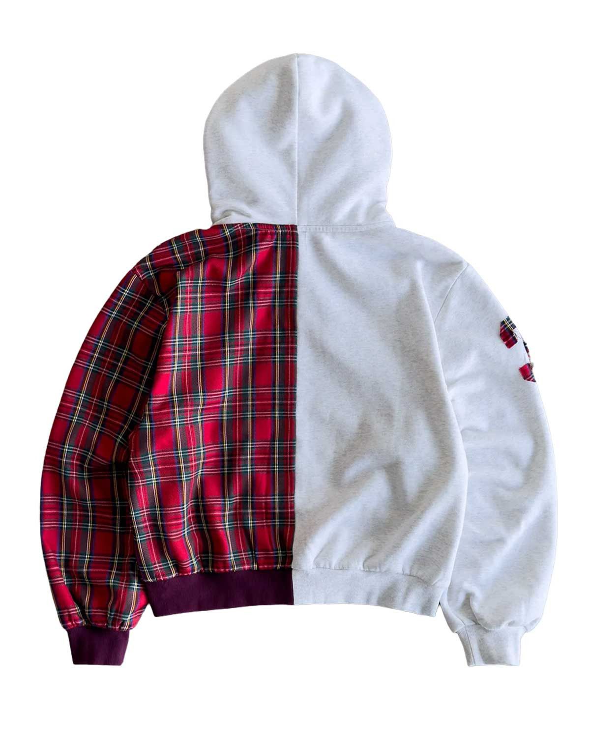 Bravest Studios Half Plaid Zip Up Hoodie Grey Size US XL / EU 56 / 4 - 2 Thumbnail