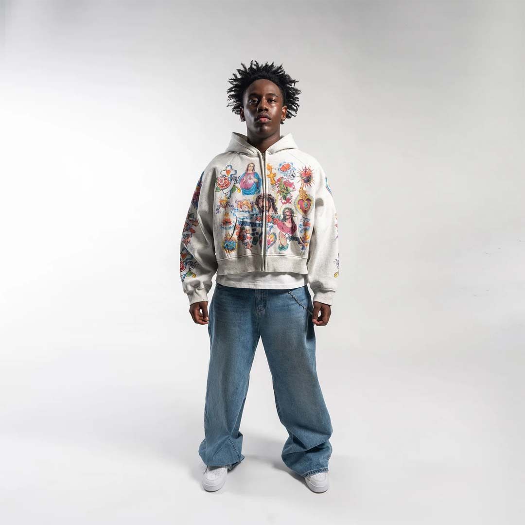 Other Righteous Risen King Cropped Zip Up Hoodie Grey Size US XS / EU 42 / 0 - 2 Thumbnail