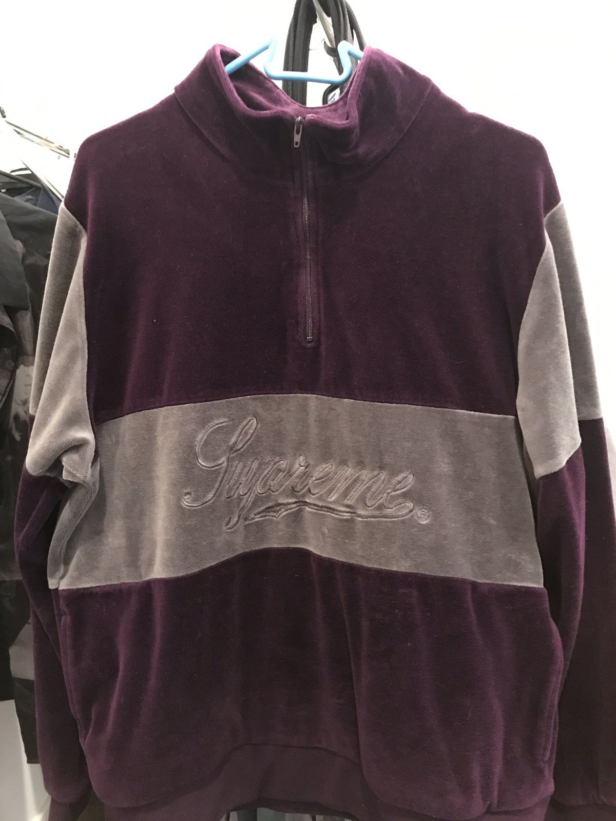 Supreme Velour Half Zip Pullover Purple Vintage deadstock Tops