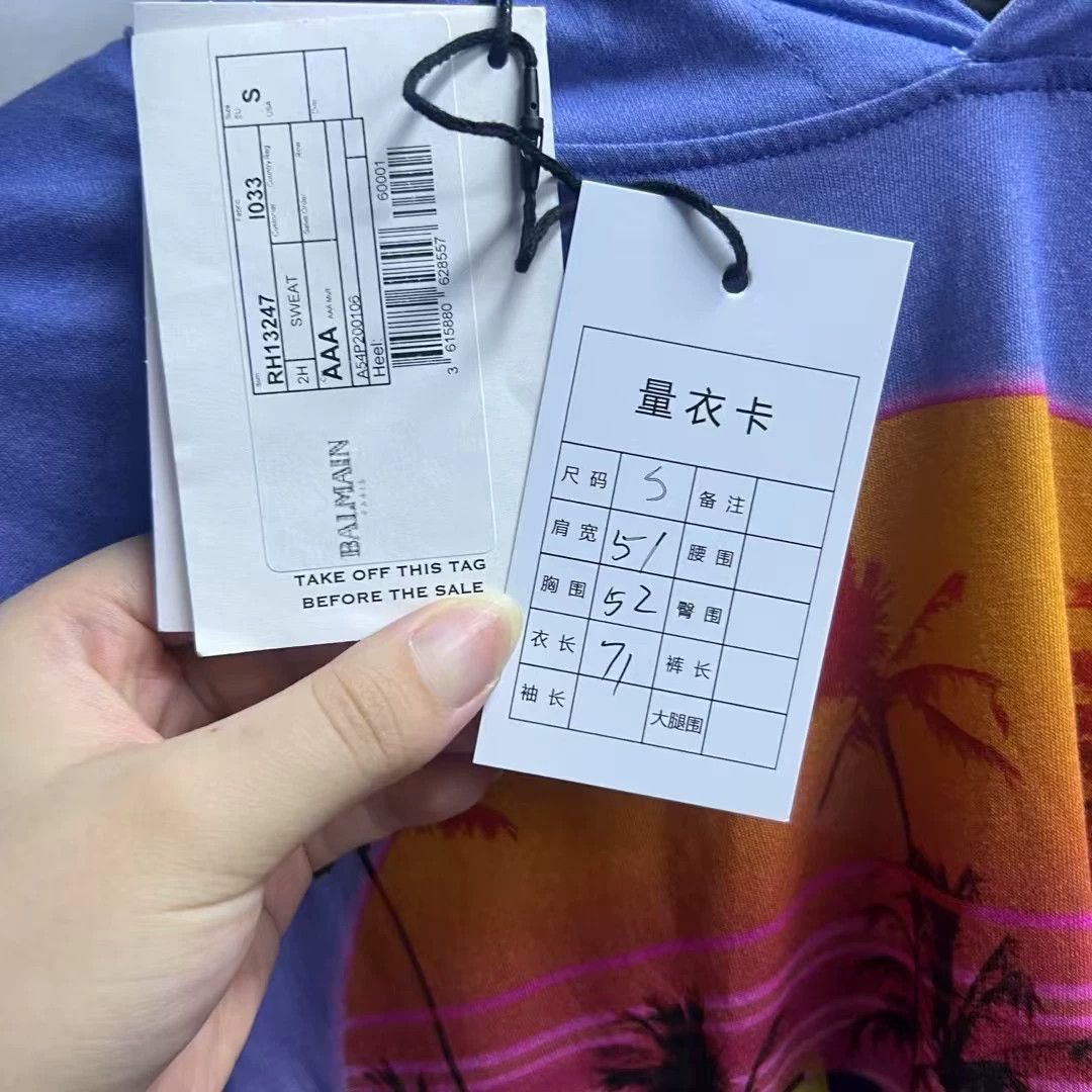 Balmain Balmain Printed Blue Hoodie S Men Size US S / EU 44-46 / 1 - 6 Thumbnail