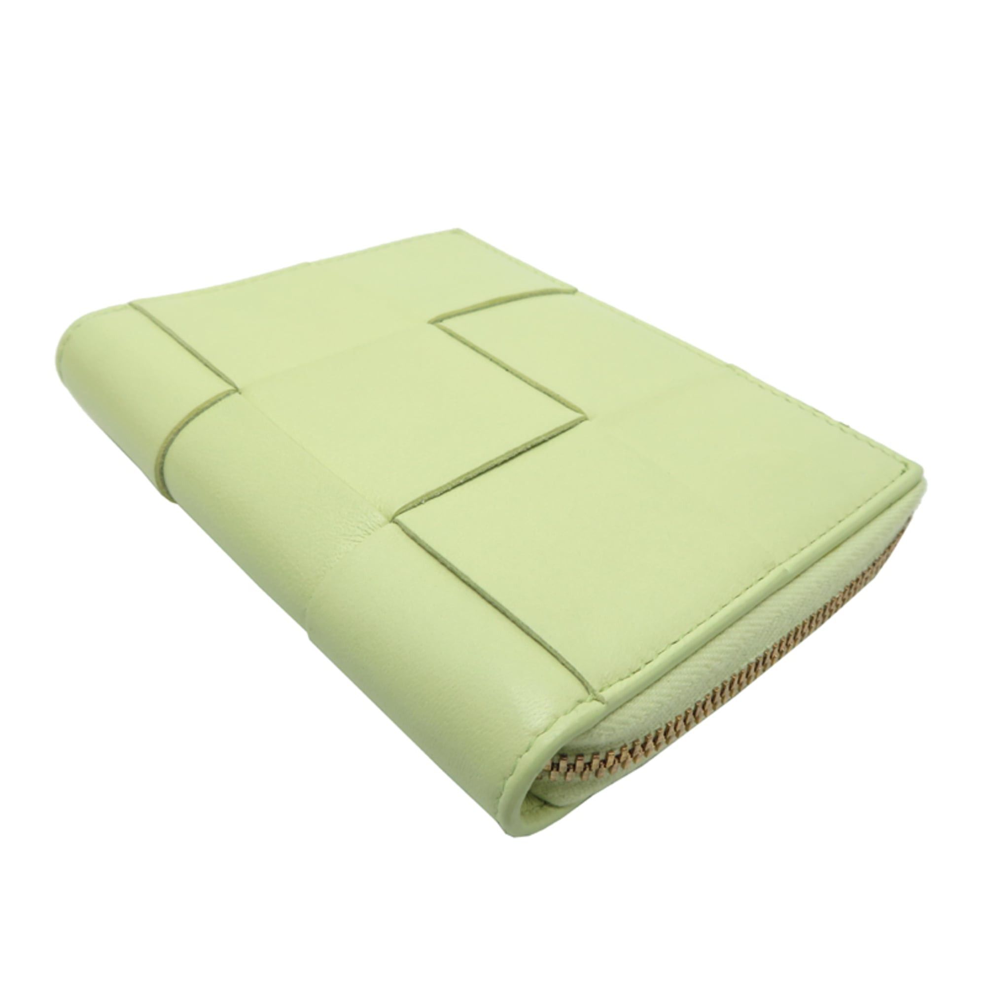 Bottega Veneta Bottega Veneta Women's Bi-fold Wallet 681191 Leather Yellow Green Size ONE SIZE - 3 Thumbnail