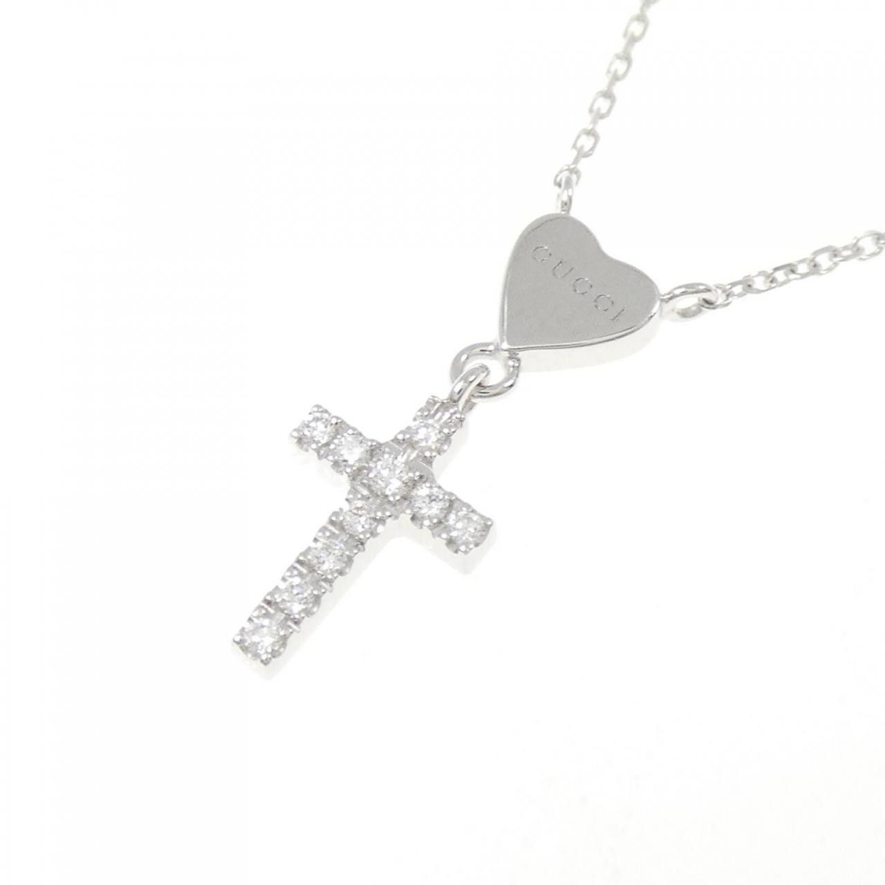 Gucci Gucci Gucci 750 White Gold Cross Diamond Necklace Precious Metal Necklace J8540 DUTY FREE for USA Size ONE SIZE - 3 Thumbnail