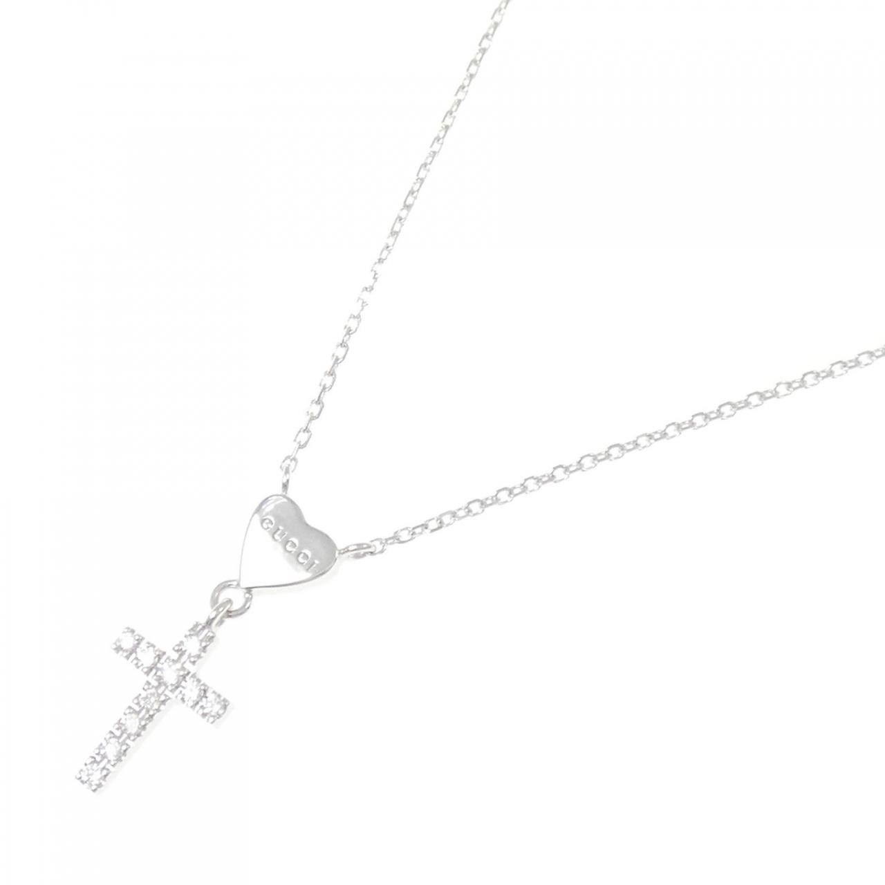 Gucci Gucci Gucci 750 White Gold Cross Diamond Necklace Precious Metal Necklace J8540 DUTY FREE for USA Size ONE SIZE - 2 Thumbnail