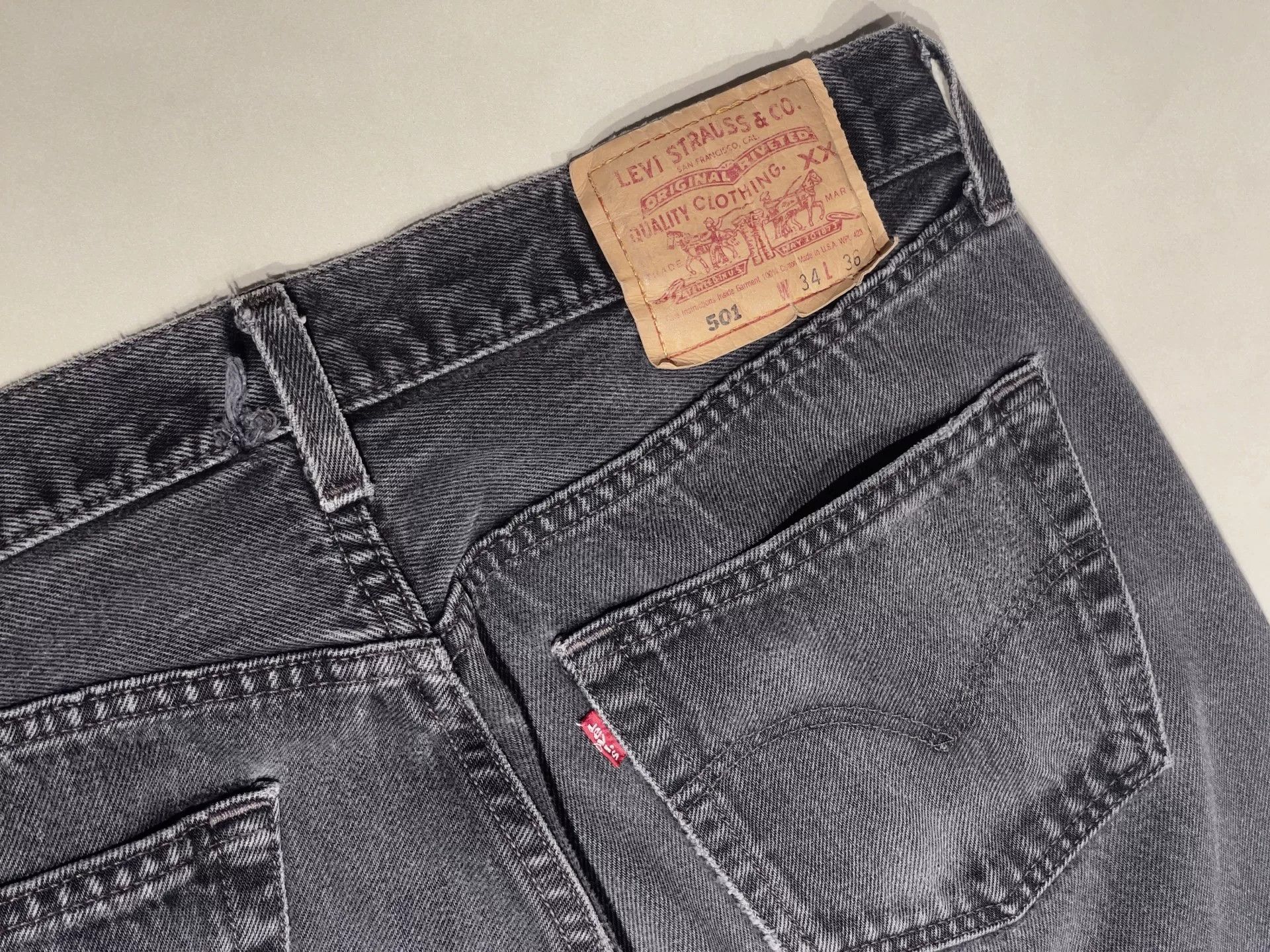 Levi's LEVI'S 501 Straight Black Gray Jeans Size US 34 / EU 50 - 7 Thumbnail