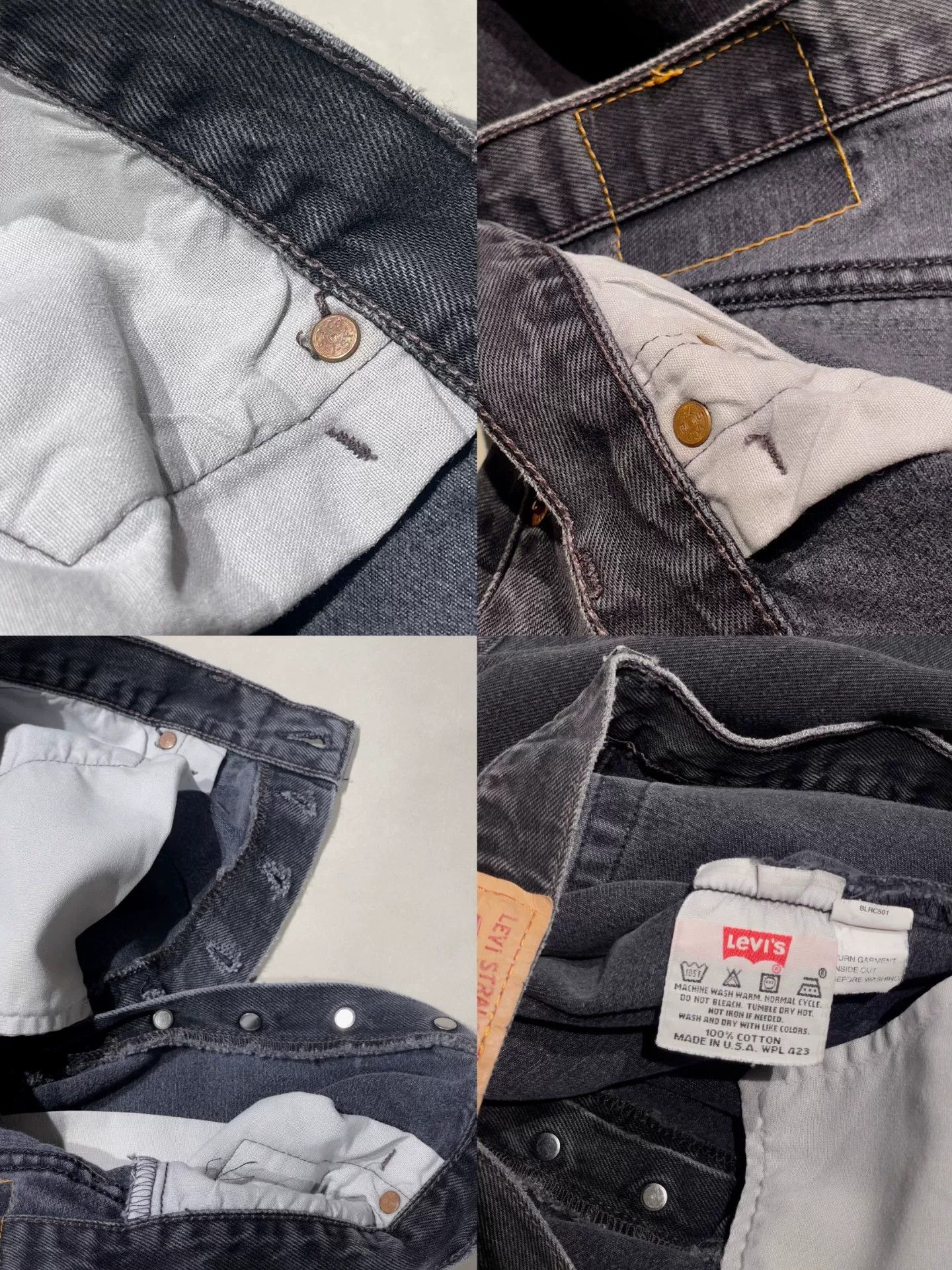 Levi's LEVI'S 501 Straight Black Gray Jeans Size US 34 / EU 50 - 9 Thumbnail