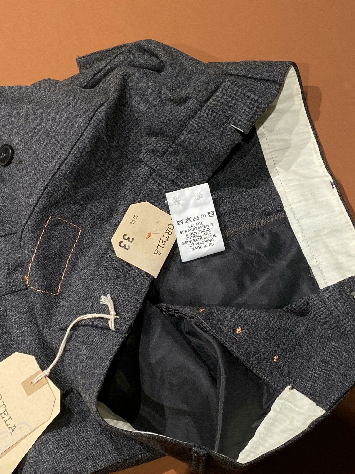 Fortela FORTELA Italian Dark Gray Wool Casual Pants Size US 33 - 6 Thumbnail