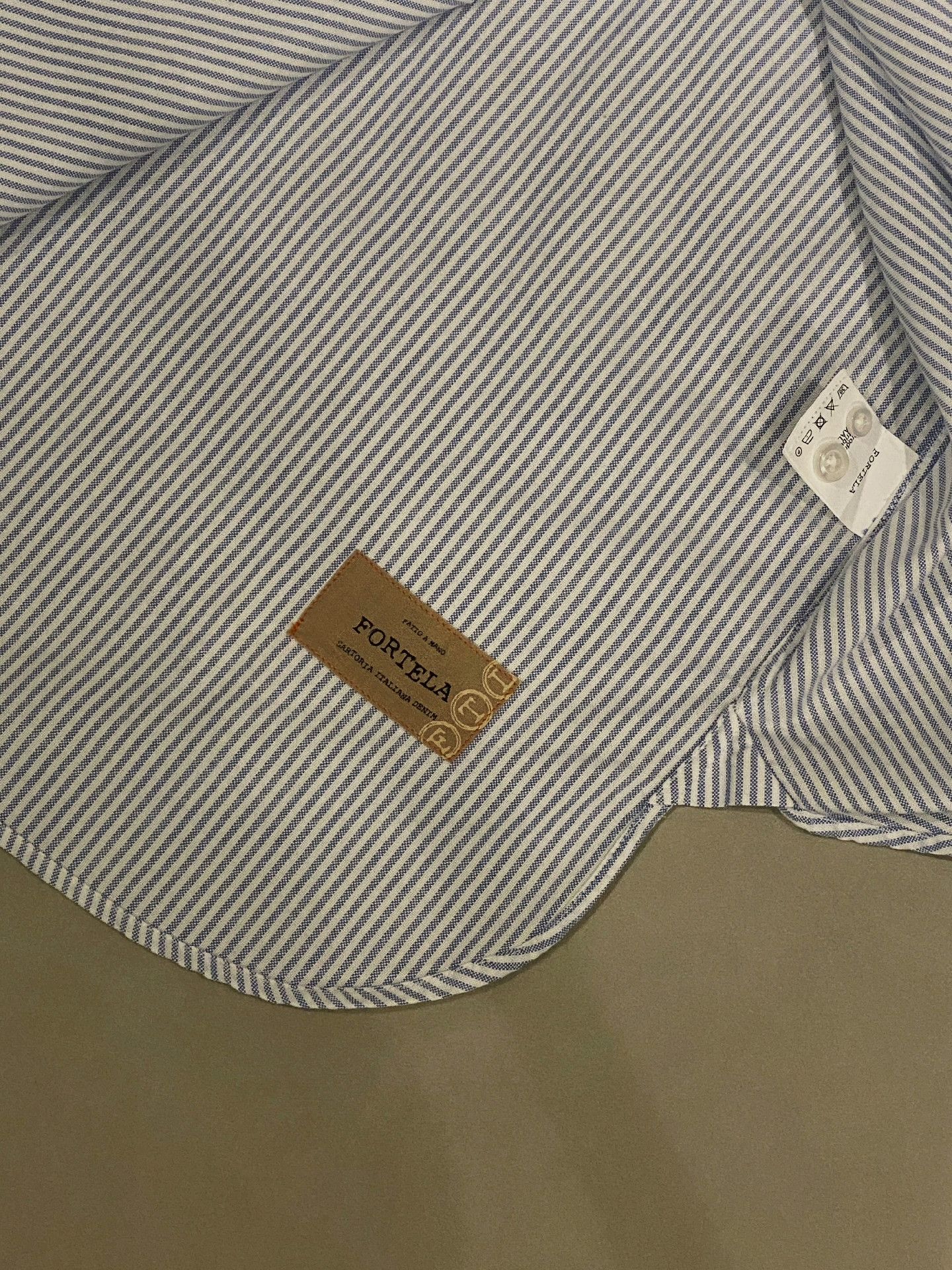 Fortela FORTELA Blue White Stripe Oxford Shirt Size US M / EU 48-50 / 2 - 9 Thumbnail