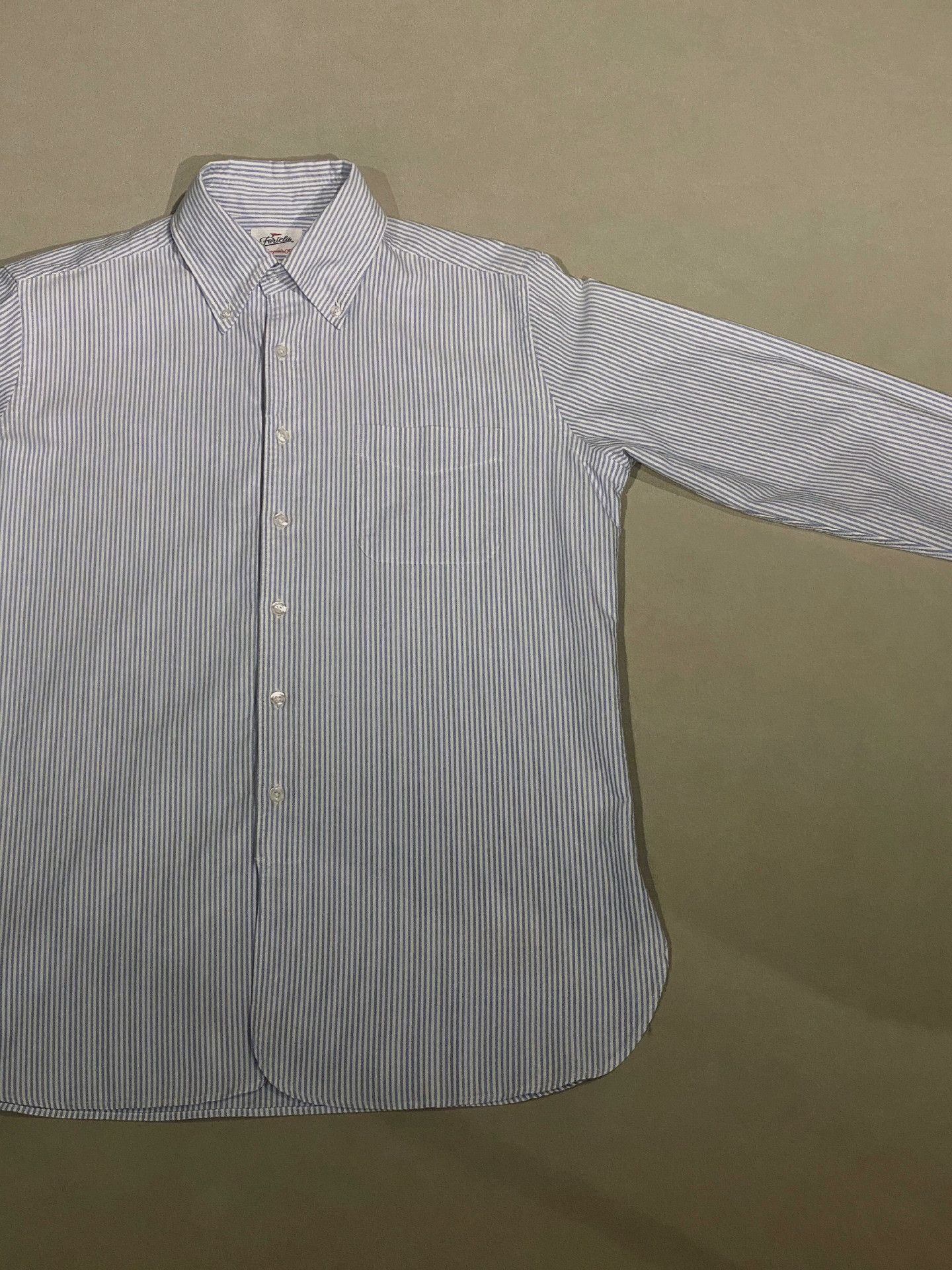 Fortela FORTELA Blue White Stripe Oxford Shirt Size US M / EU 48-50 / 2 - 5 Thumbnail